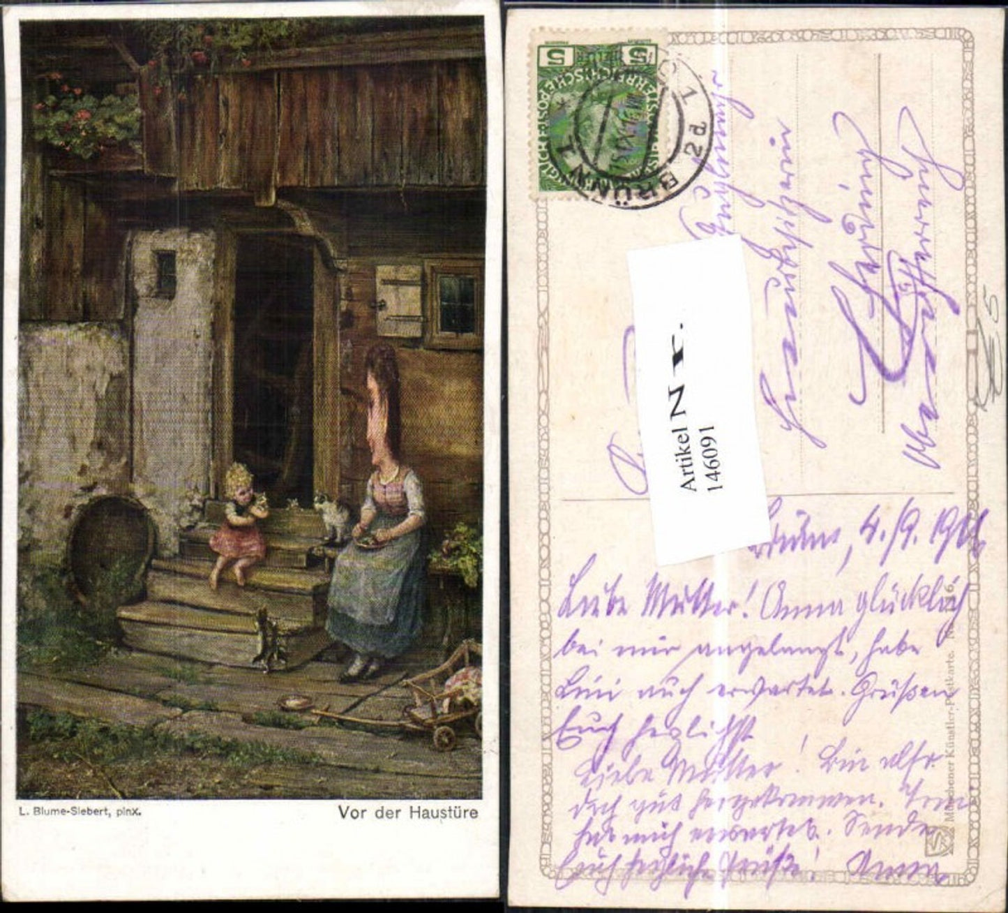 146091, L. Blume Siebert In front of the house