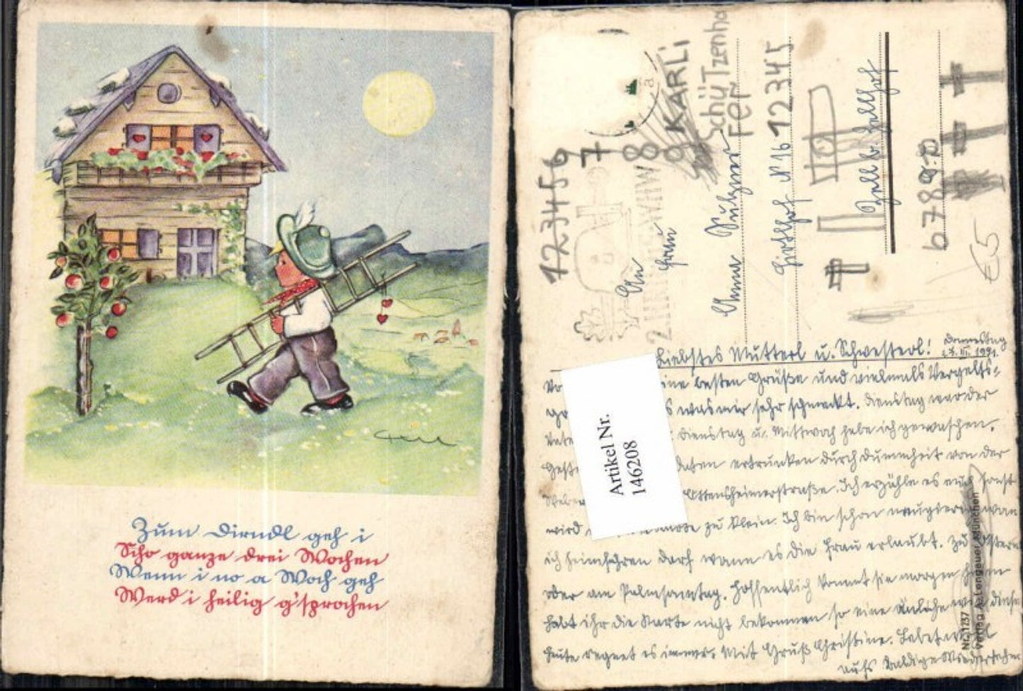 146208, Child with ladder, sun saying
