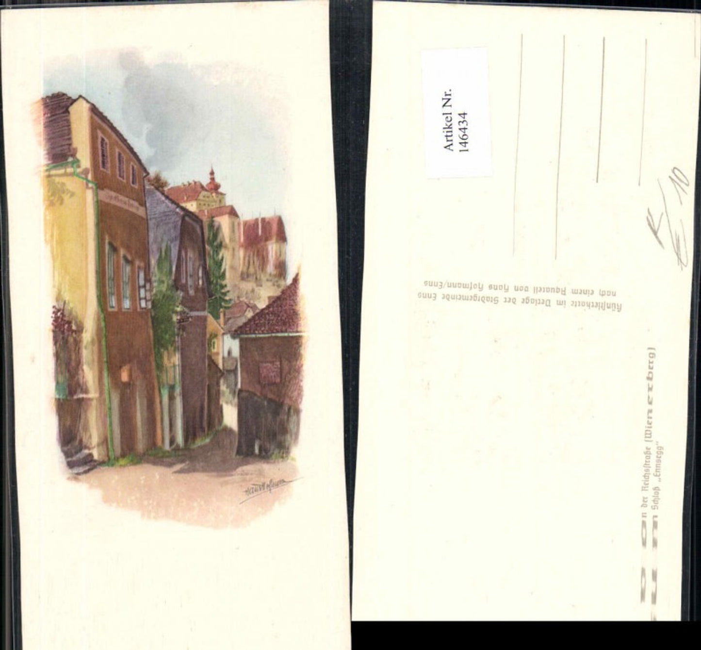 146434,Stadt Enns Reichsstrasse Wienerberg Ennsegg Künstlerkarte Hans Hofmann
