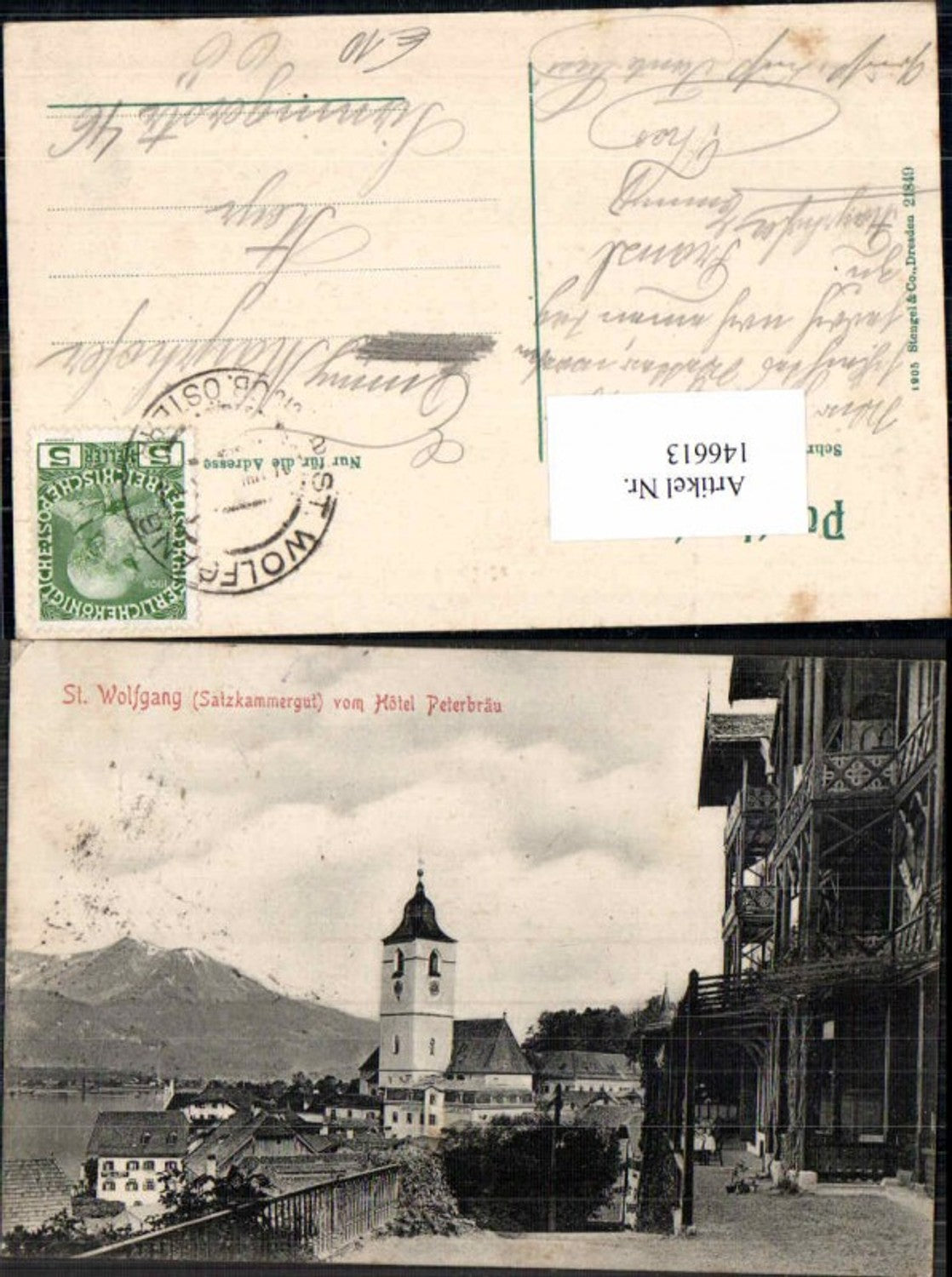 146613,St Wolfgang vom Hotel Peterbräu Gasthaus Detail 1905
