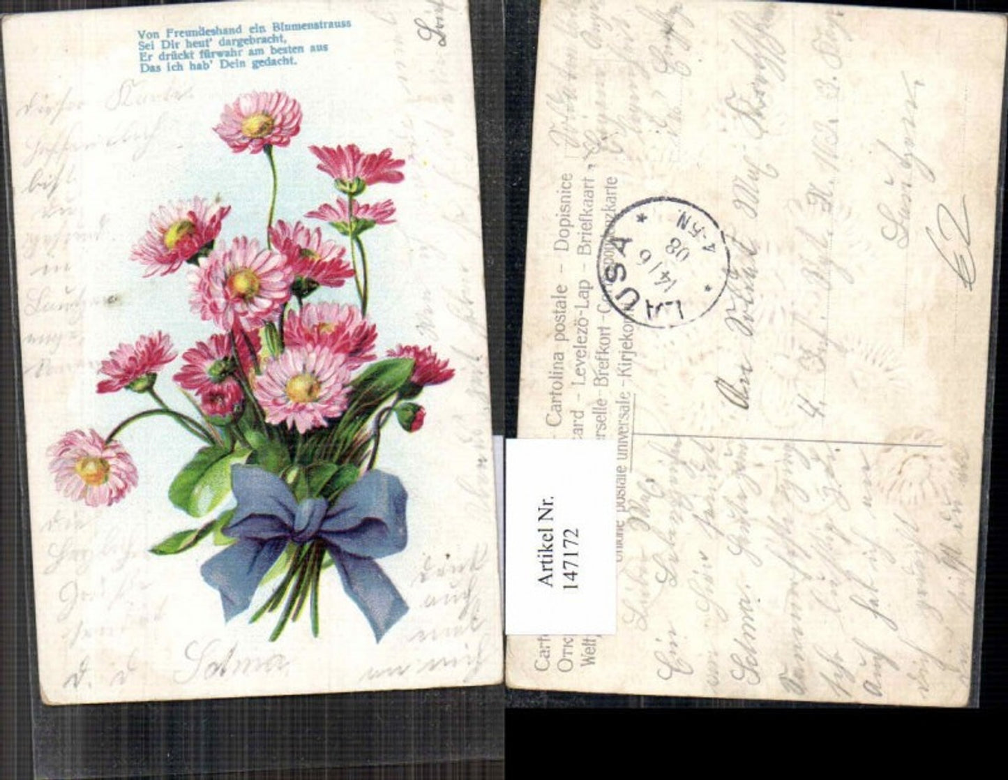 147172,Präge Litho Blumen 1900