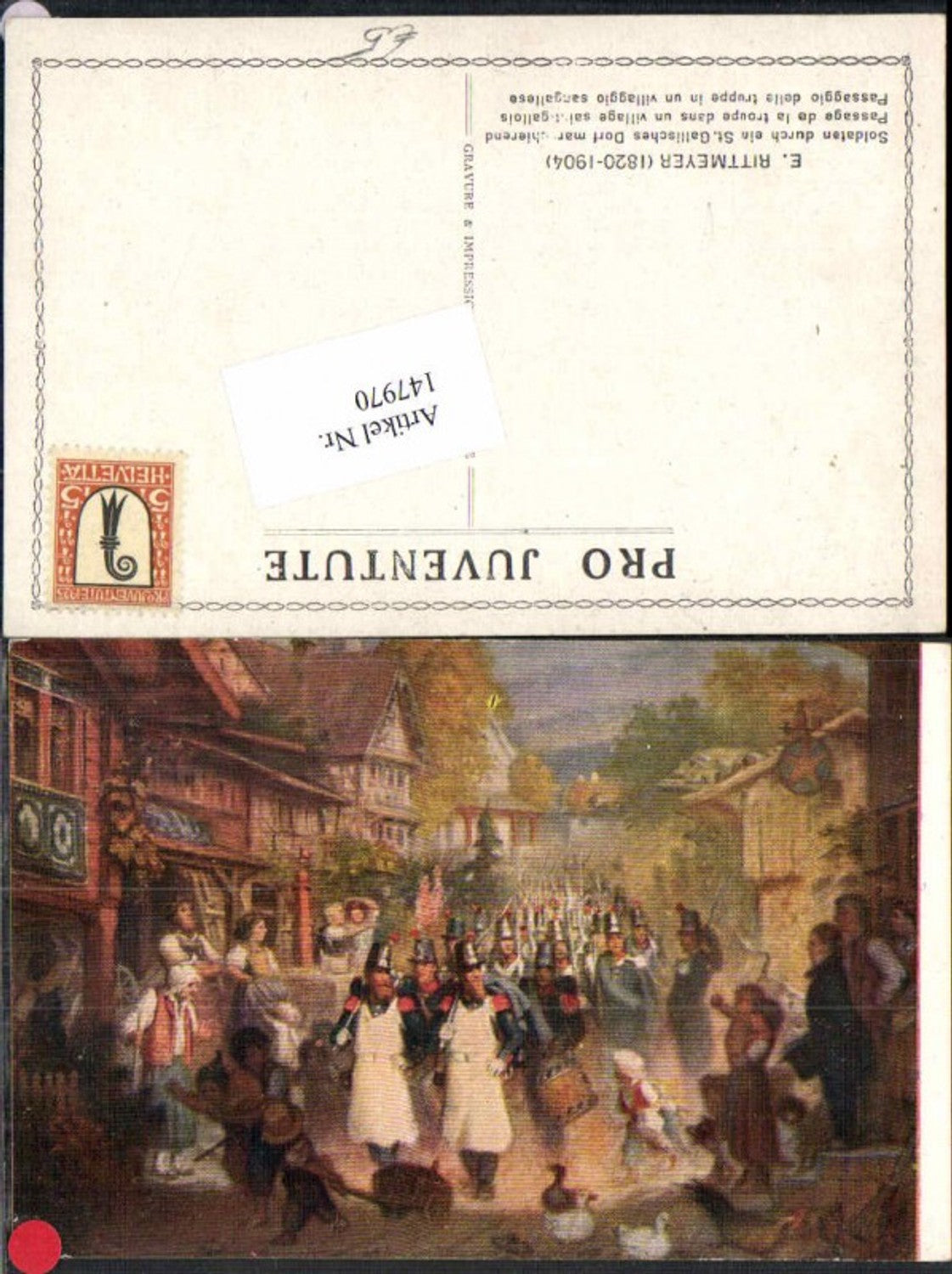 147970,E. Rittmeyer Soldaten Gallisches Dorf marschierend Gallien