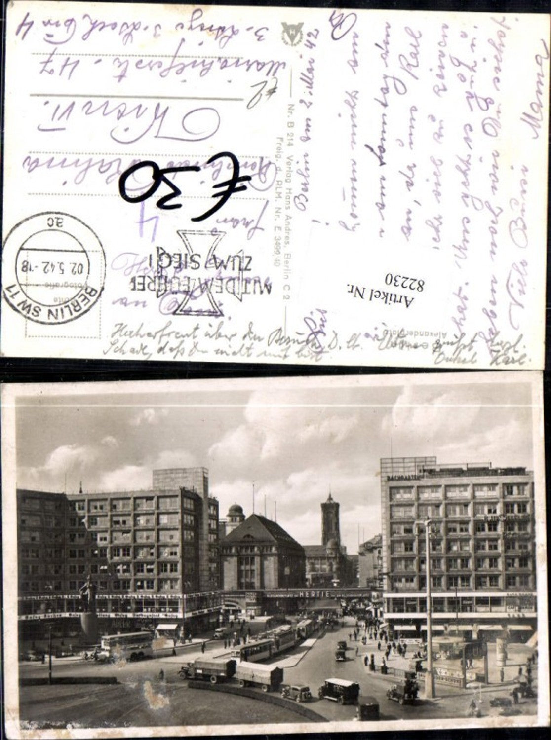 82230,Berlin Alexanderplatz Geschäft Adler Hertie Straßenbahn