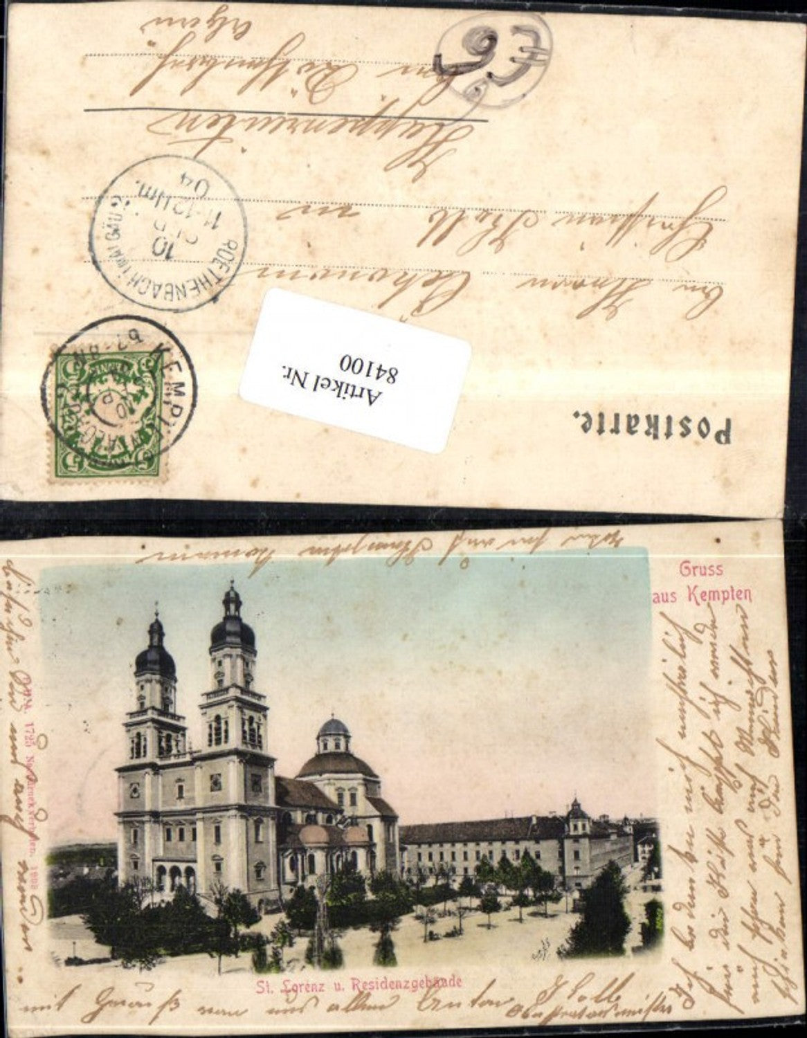 84100,Gruss aus Kempten Kirche St Lorenz und Residenzgebäude