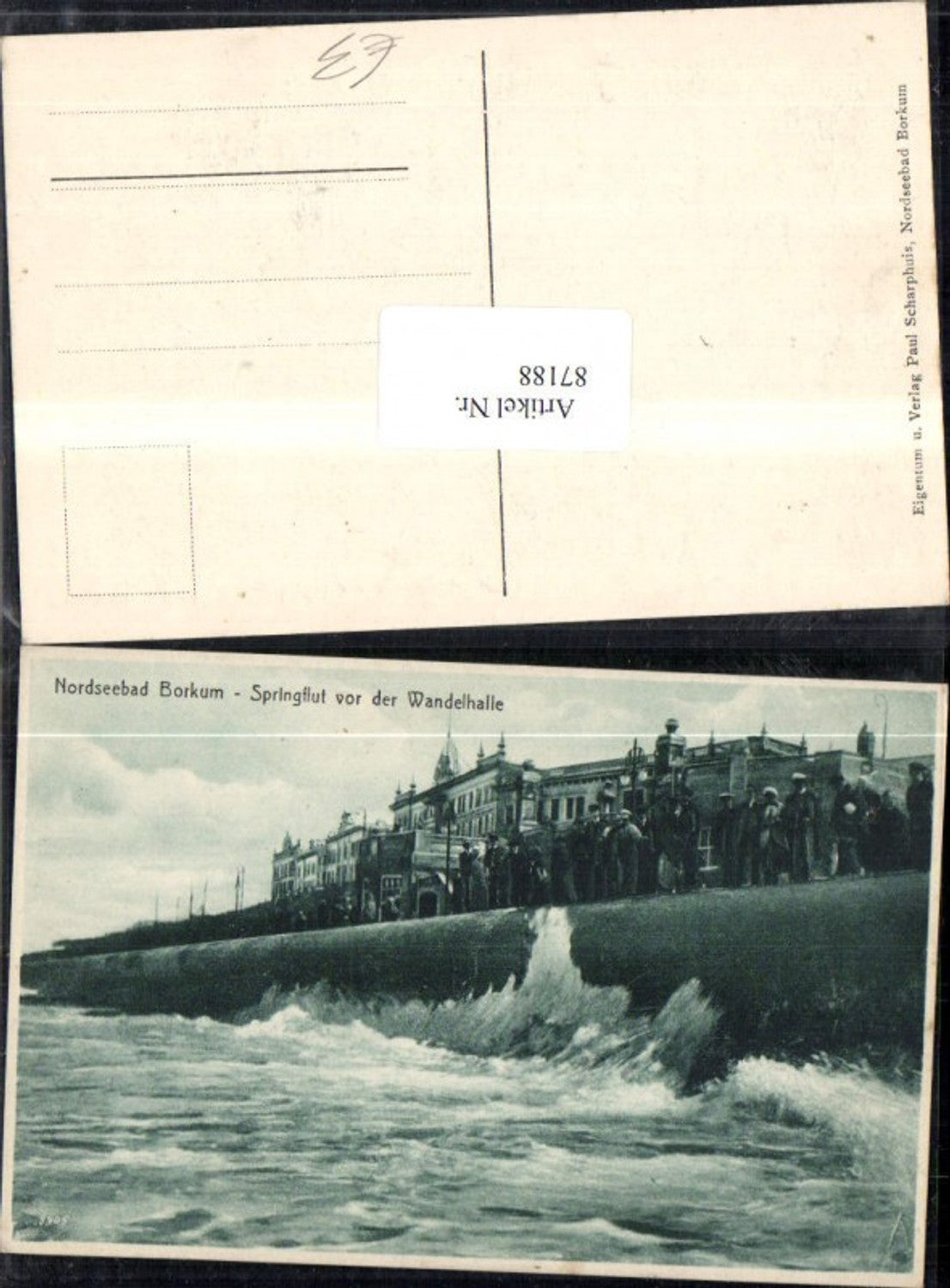 87188,Nordsee Borkum Springflut v.d. Wandelhalle