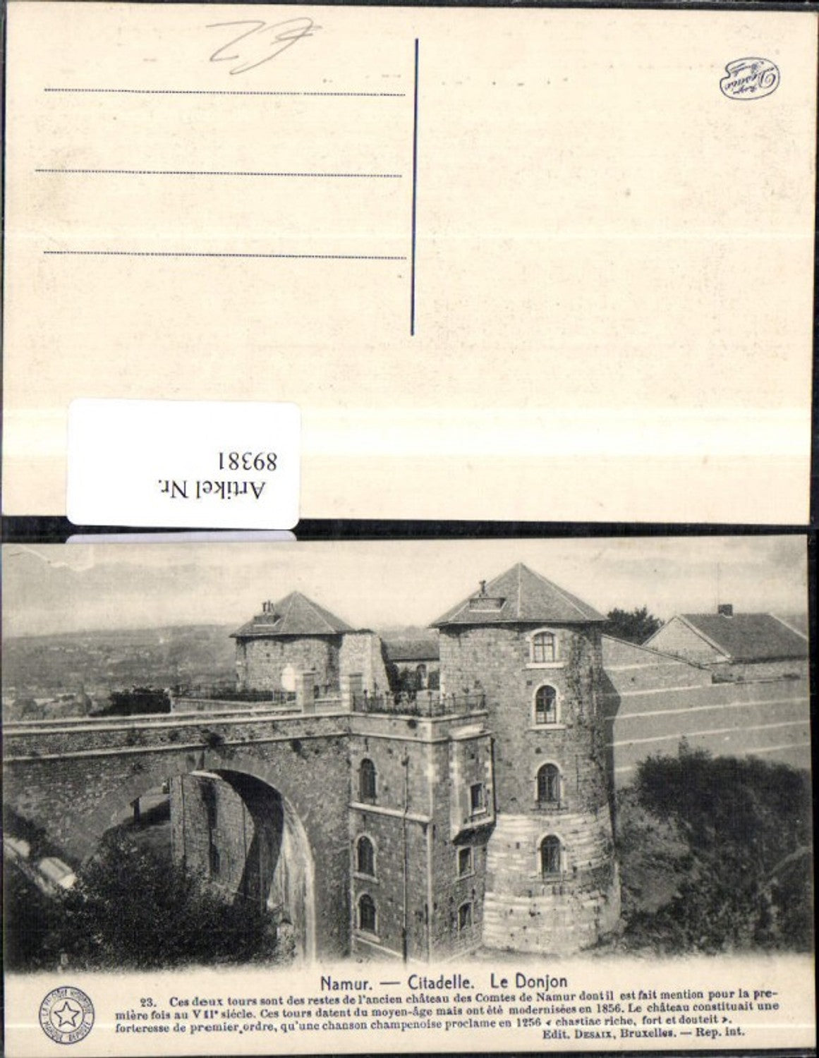 89381,Namur Citadelle Le Donjon Ansicht Burg Festung Brücke