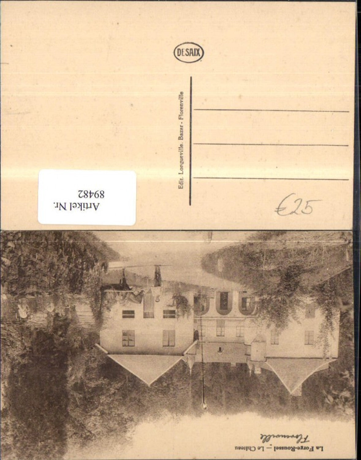 89482,La Forge Roussel Le Chateau Ansicht m. Mann u. Pferd
