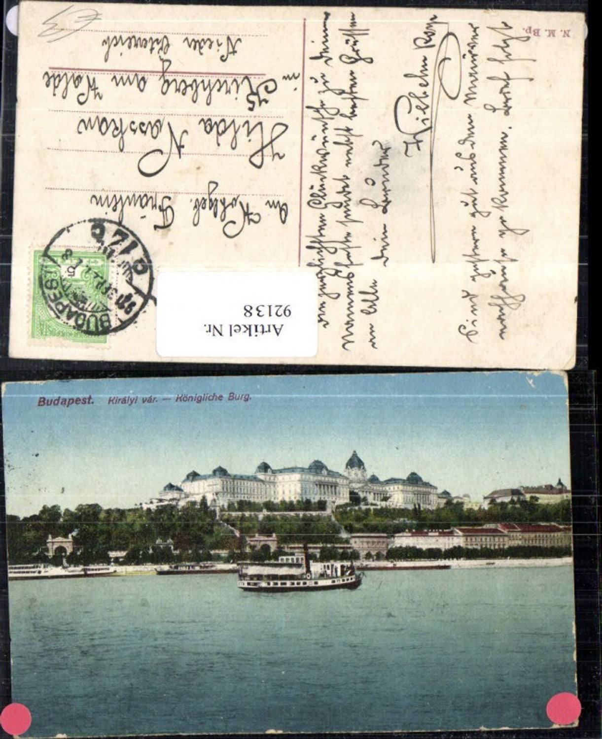 92138,Budapest Königliche Burg Ansicht m. Dampfer Schiffe