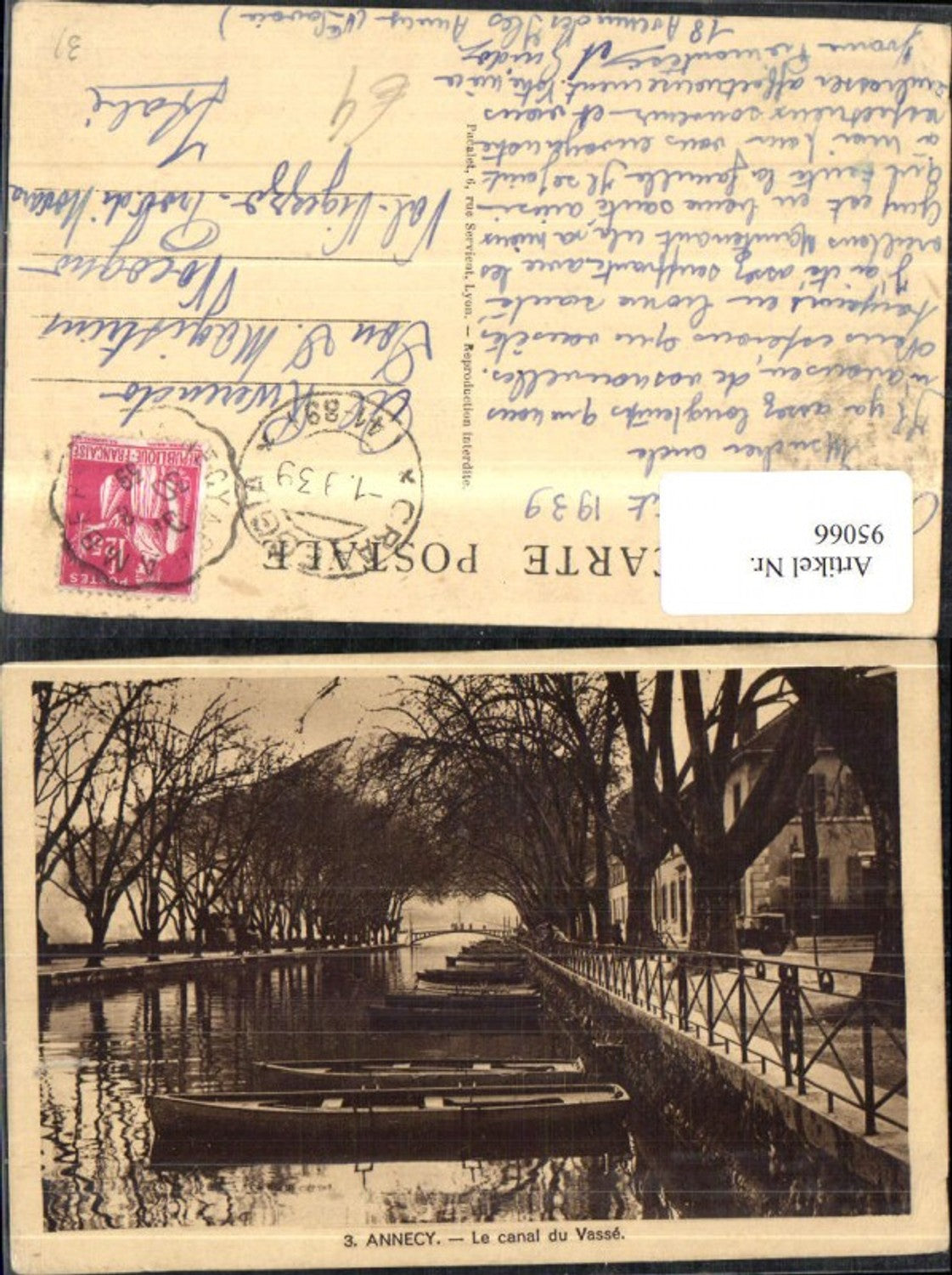 95066,Annecy Le canal du Vass Boote 1939