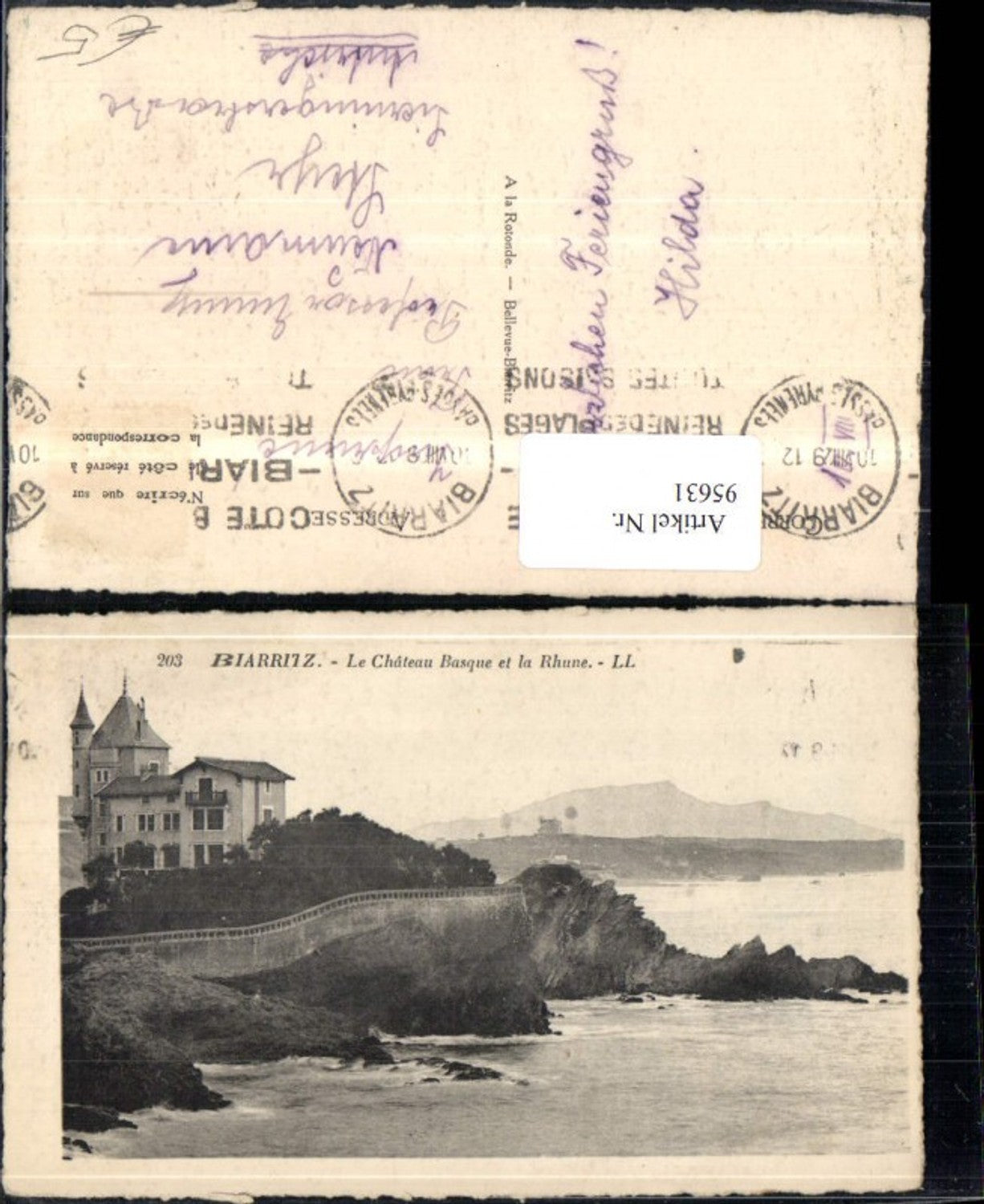 95631,Biarritz Le Chateau Basque et la Rhune Ansicht Burg 1929