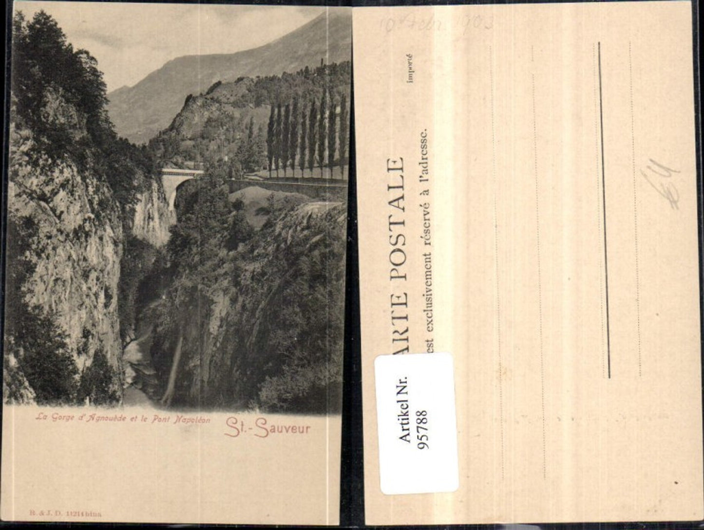 95788,St Sauveur La Gorge d�Agnouede et le Pont Napoleon Ansicht Schlucht Brücke