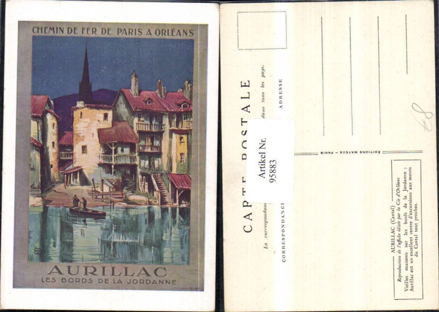 95883,Aurillac Les Bords de la Jordanne Künstlerkarte