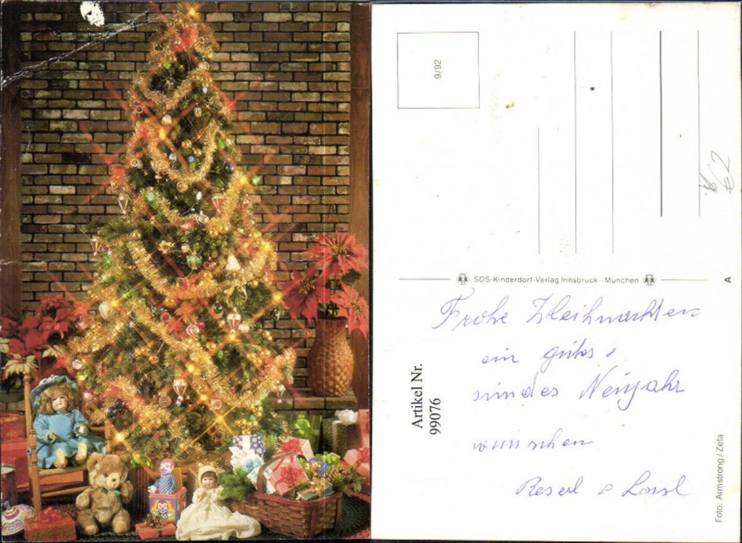 99076, SOS Children's Village 9/92 Christmas tree dolls gifts
