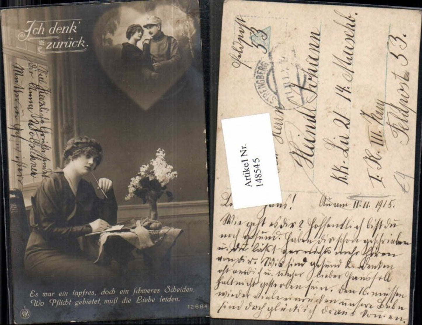 148545,K.K. Armee Soldat Uniform NPG FRau Liebespaar