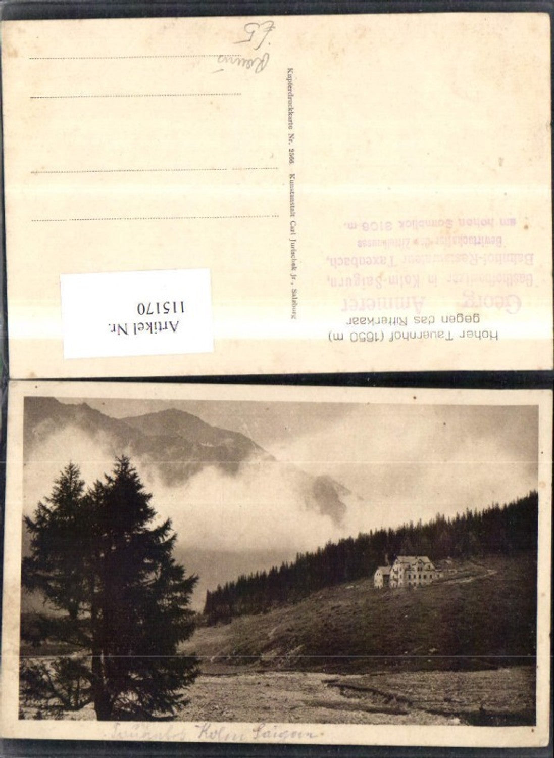 115170,Hoher Tauernhof geg. d. Ritterkaar Rauris Taxenbach