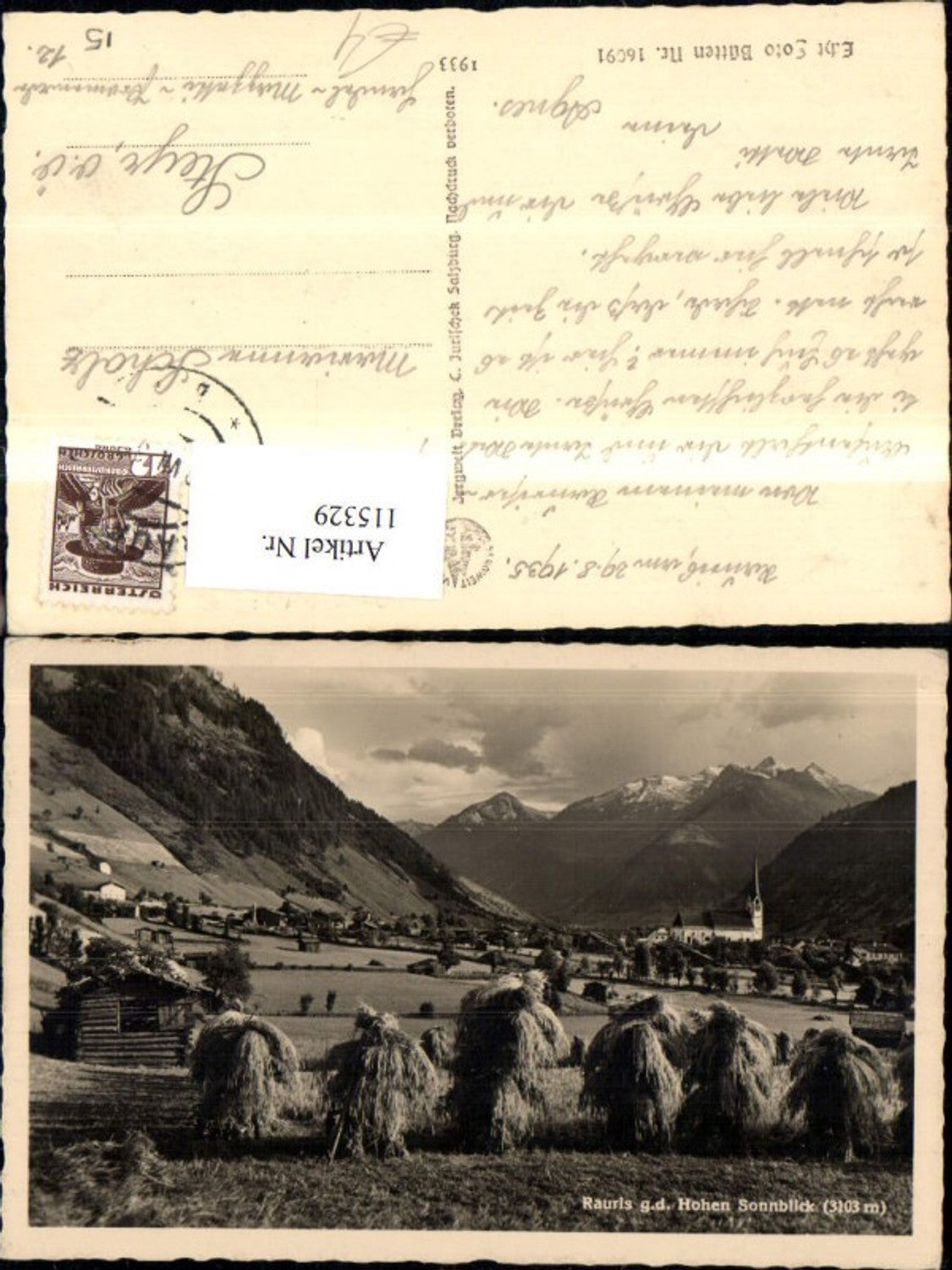 115329,Rauris geg. d. Hohen Sonnblick 1935