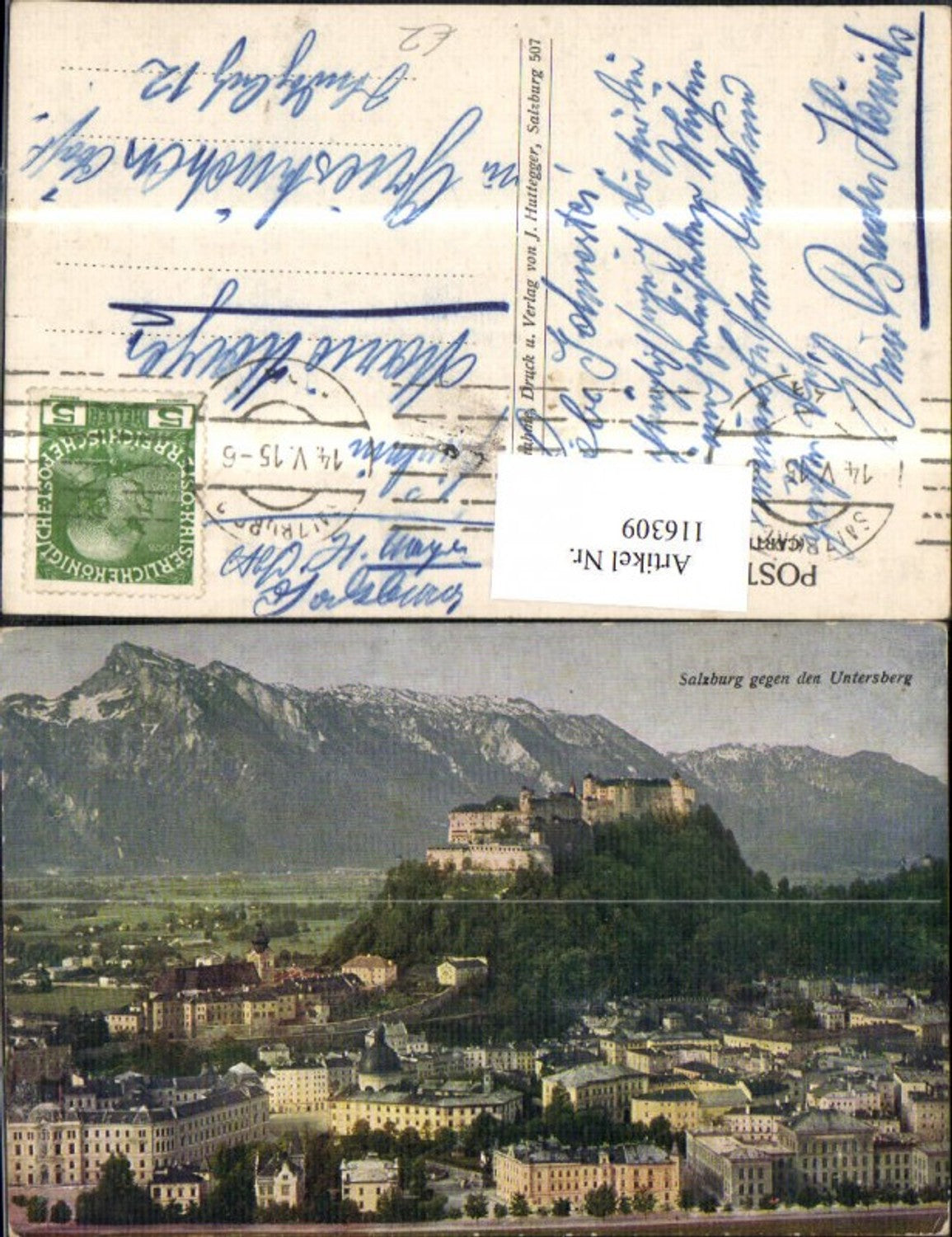 116309,Salzburg geg. d. Unterberg 1915