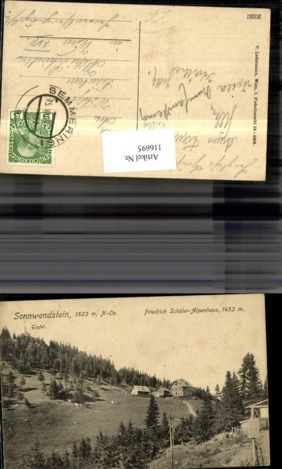 116695,Sonnwendstein b. Semmering Gipfel Friedrich Schüler Alpenhaus 1909