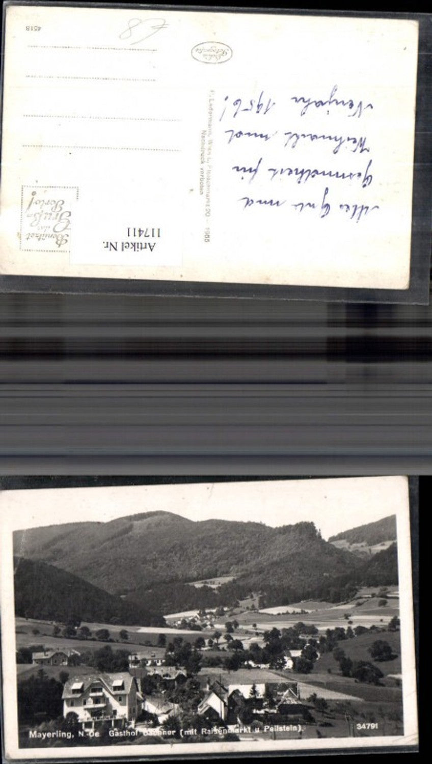 117411,Mayerling Gasthof Bachner m. Raisenmarkt u. Peilstein 1956