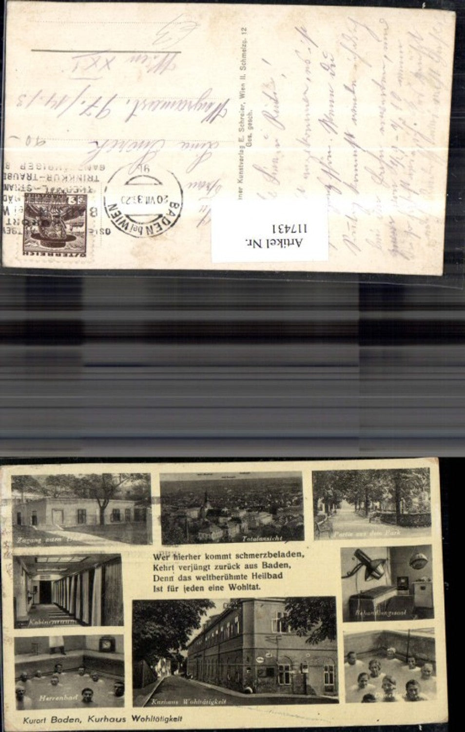 117431,Baden Kurhaus Wohltätigkeit MehrbildAk m. Spruch 1936