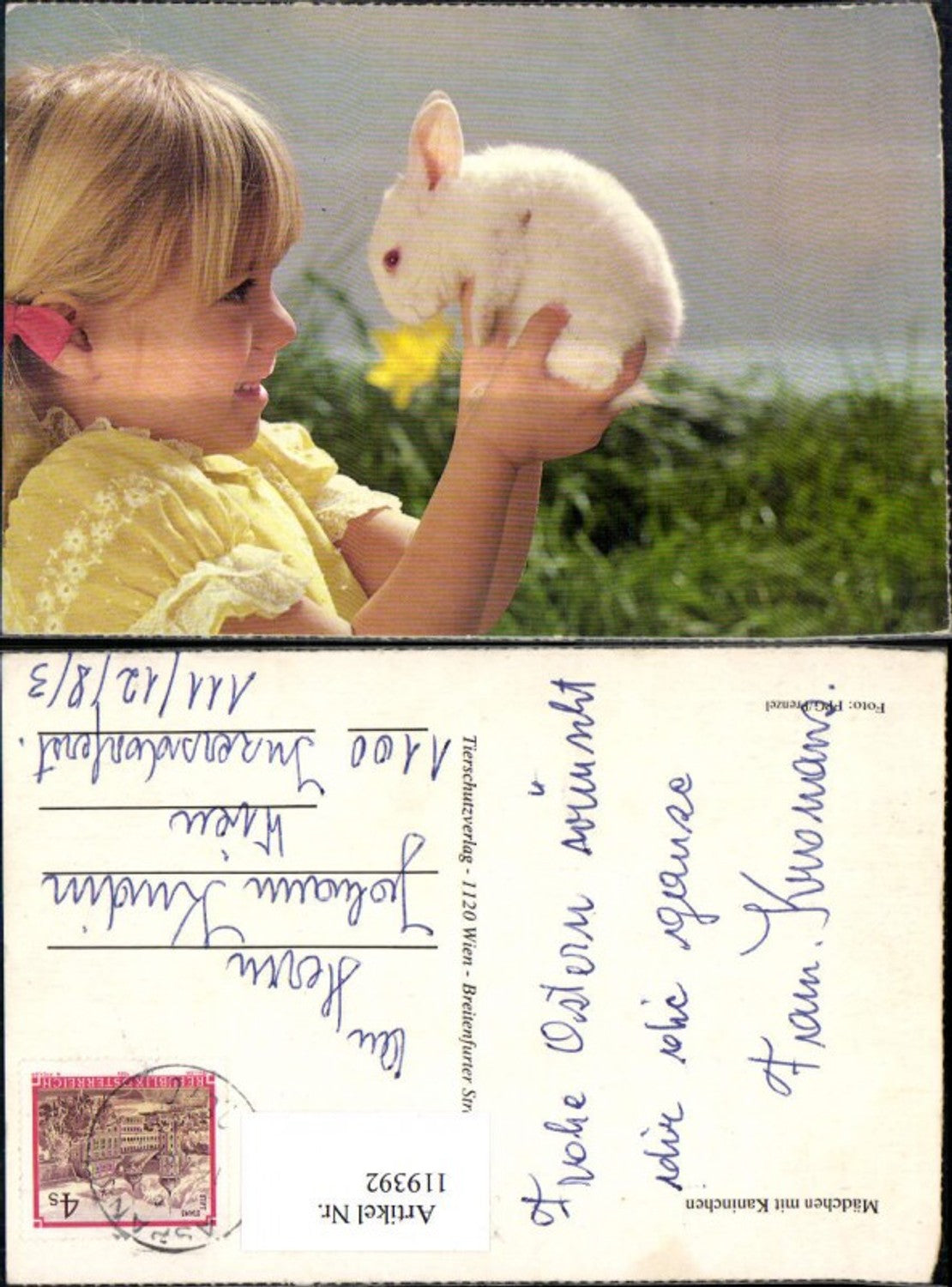 119392,Österreichischer Tierschutzverein Mädchen m. Kaninchen