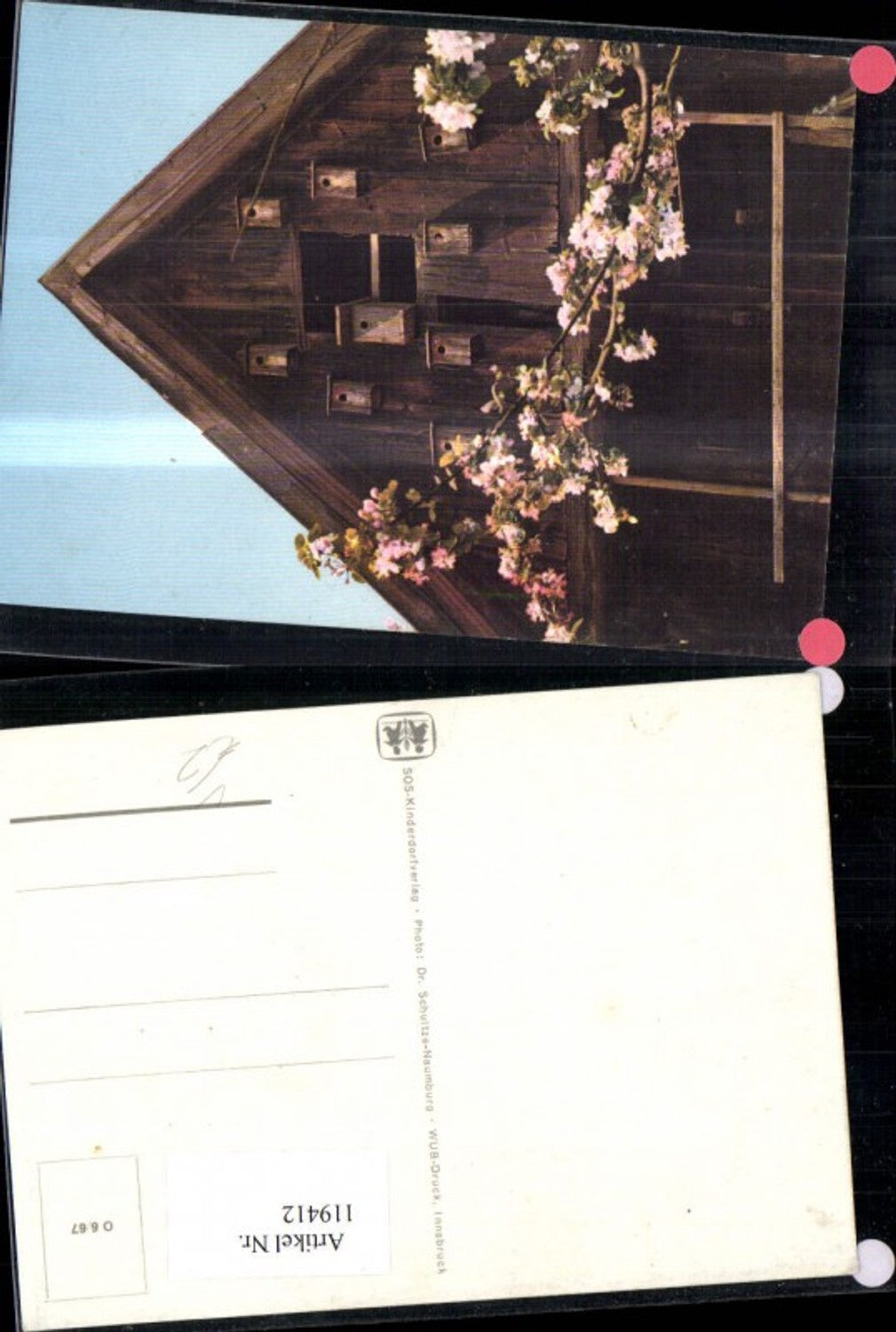119412,SOS Kinderdorf Haus m. Vogelhäuser u. Blütenzweig O 6/67
