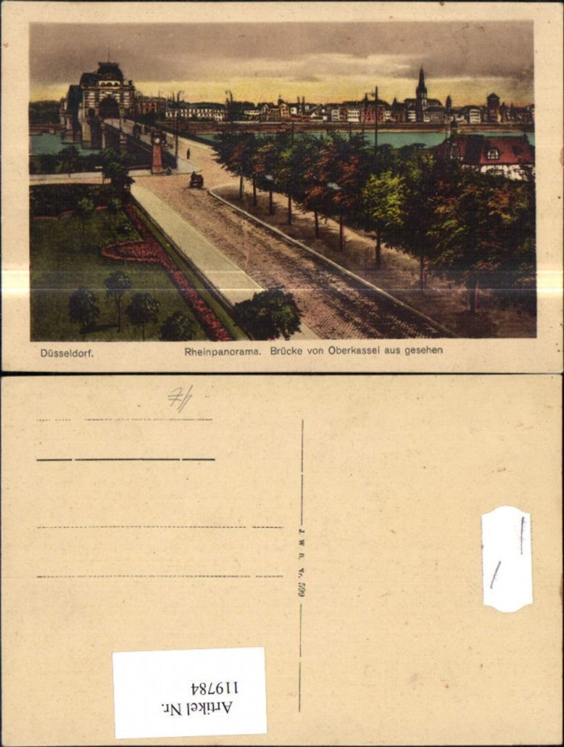 119784,Düsseldorf Rheinpanorama Brücke v. Oberkassel aus gesehen