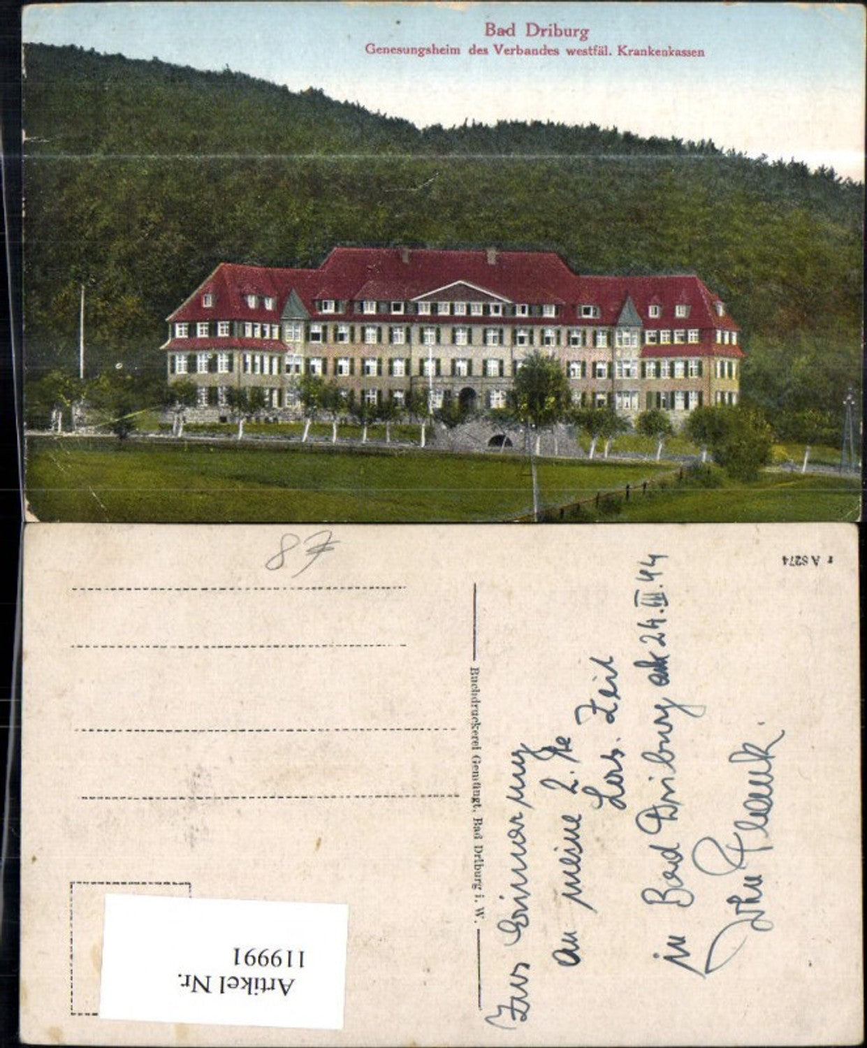 119991,Bad Driburg Genesungsheim d. Verbandes westfäl. Krankenkassen 1944