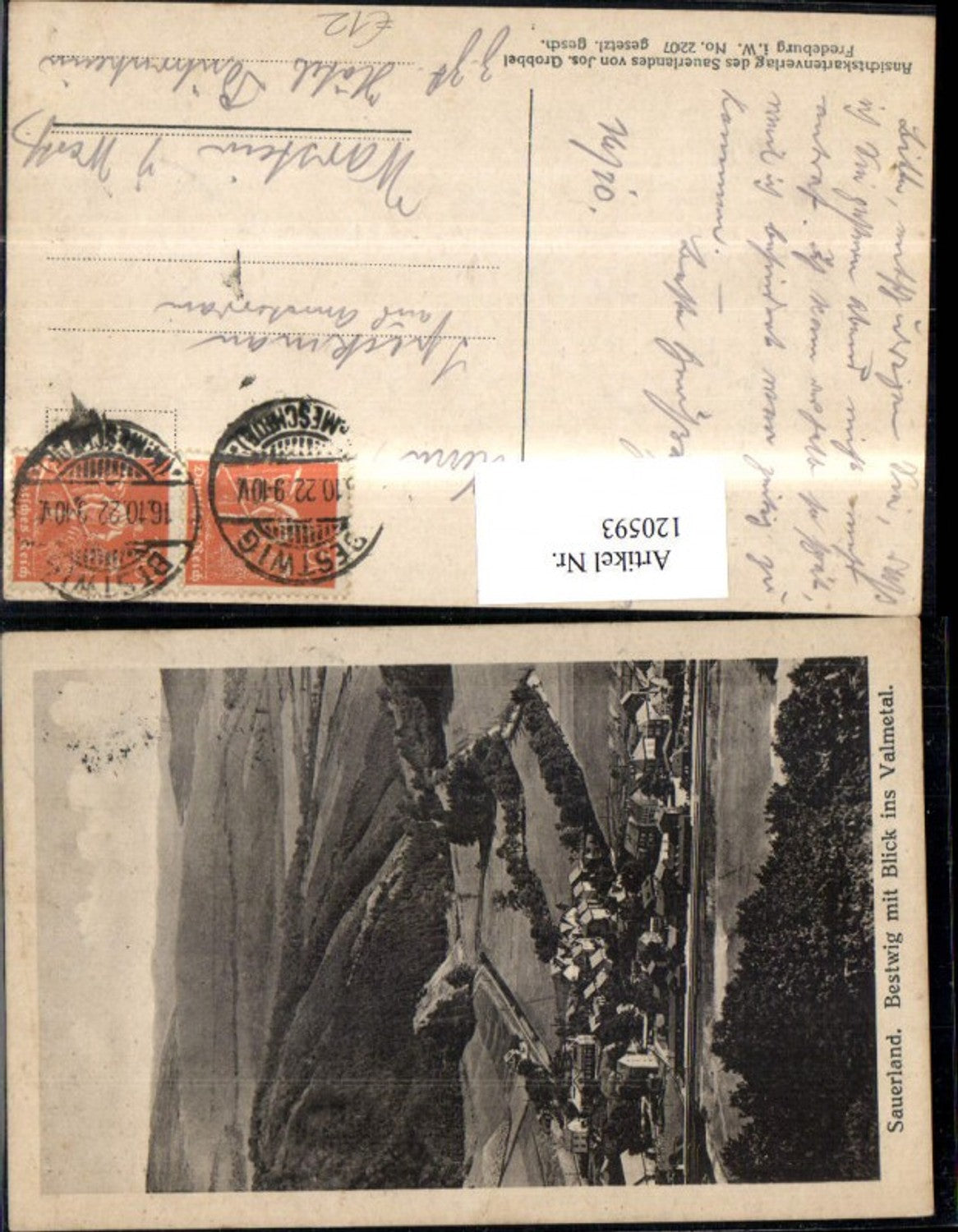 120593,Sauerland Bestwig m. Blick ins Valmetal Luftbild 1922