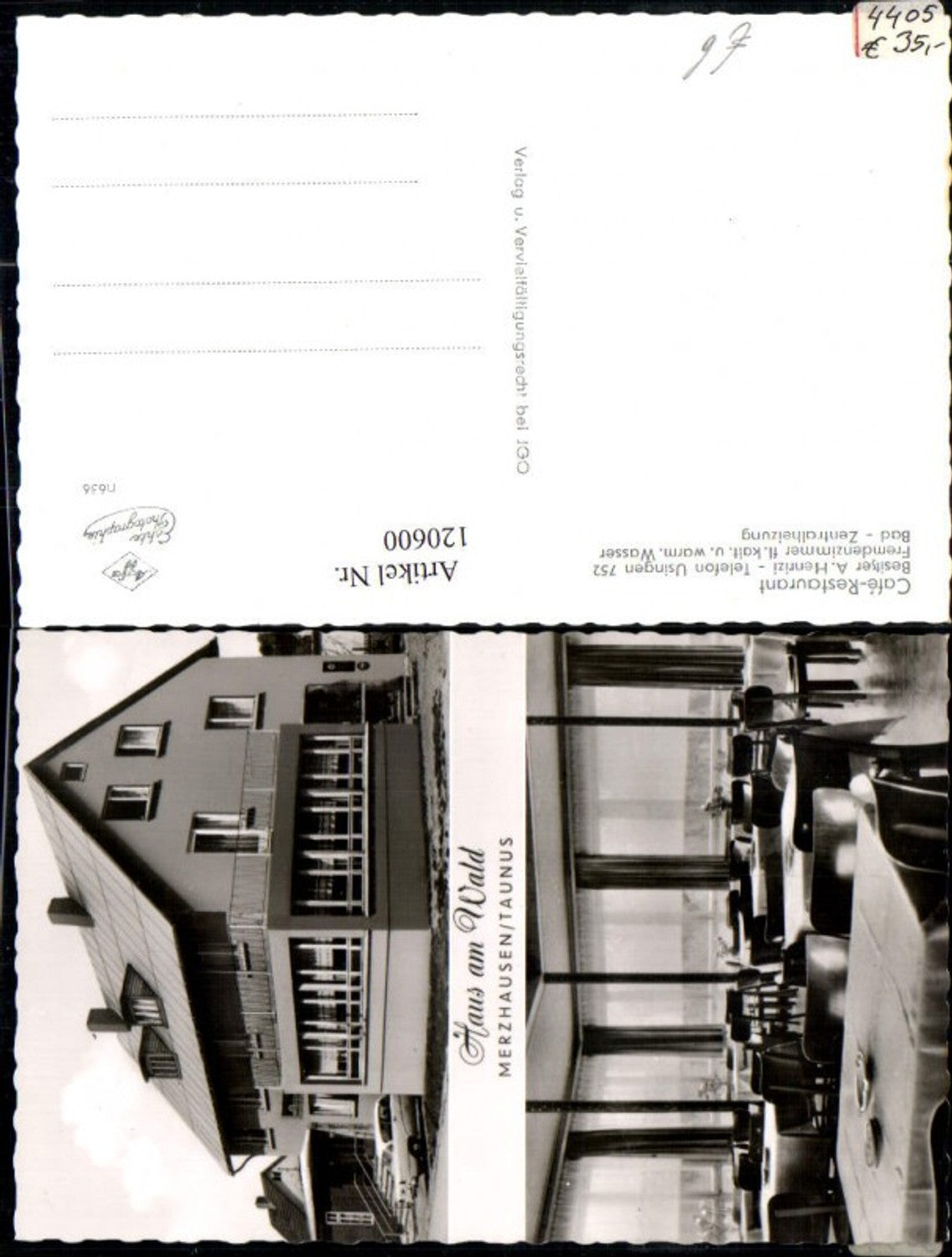 120600, House by the Forest Merzhausen Taunus Multi-image Art Cafe Restaurant Owner: A. Henrizi