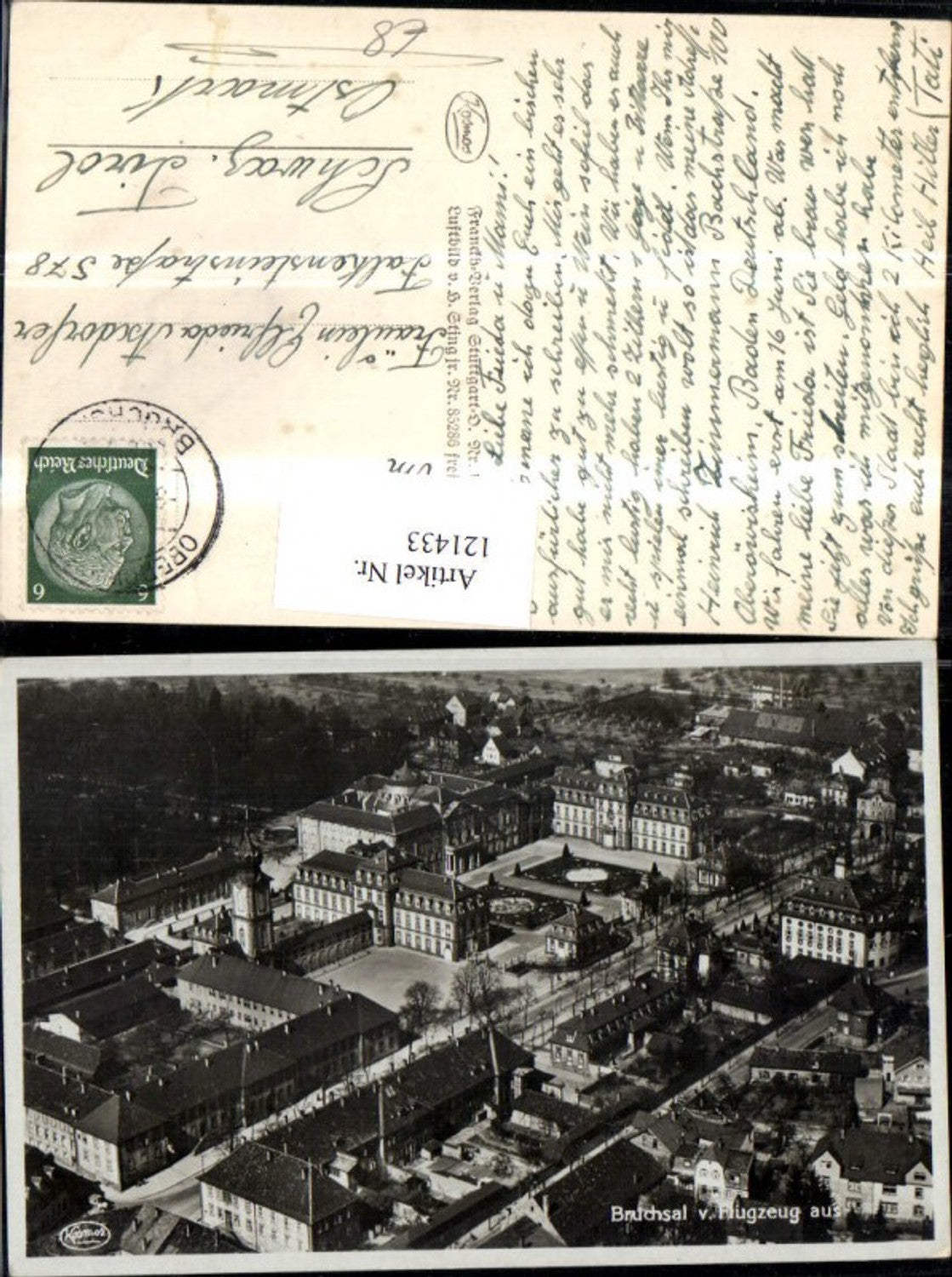 121433,Bruchsal Luftbild 1940