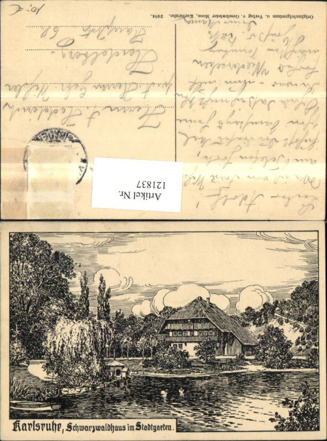 121837,Karlsruhe Schwarzwaldhaus i. Stadtgarten Bleistiftzeichnung