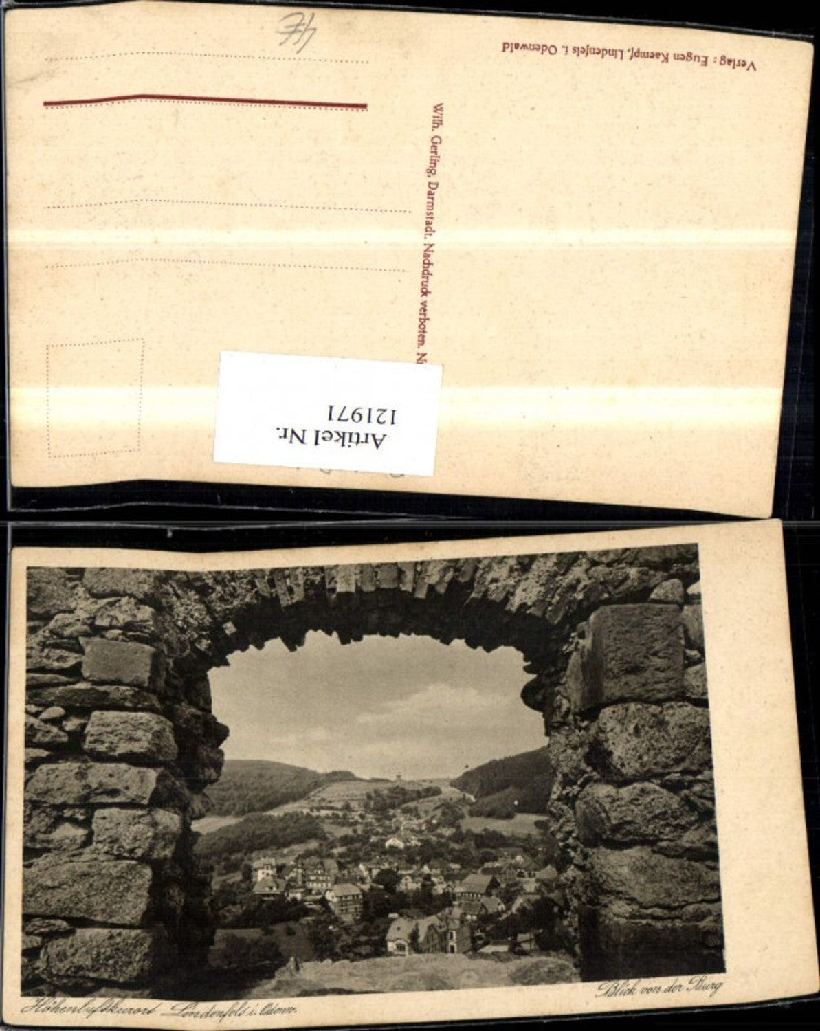 121971,Lindenfels i. Odenwald Blick v. d. Burg