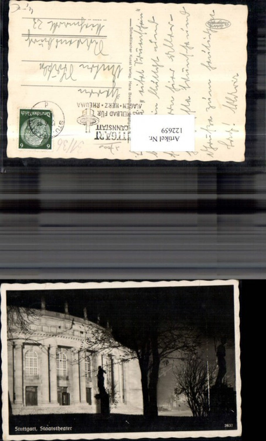 122659,Stuttgart Staatstheater 1936 Nachtansicht