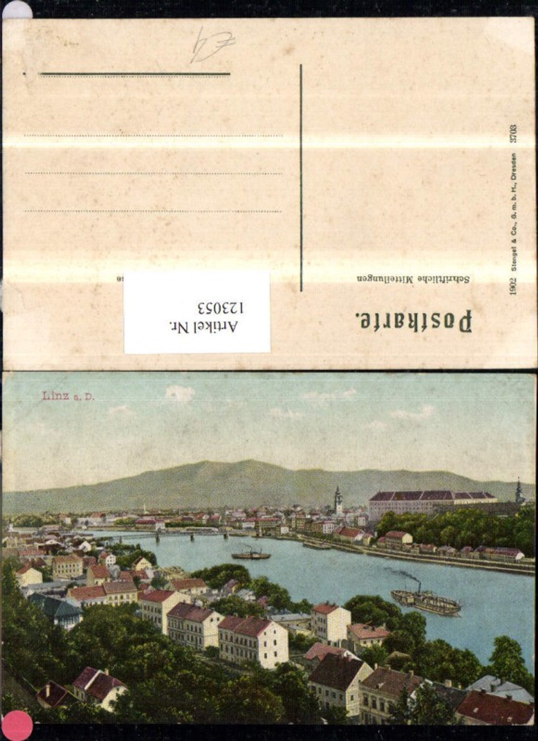 123053,Linz Ansicht m. Schiffen Dampfer