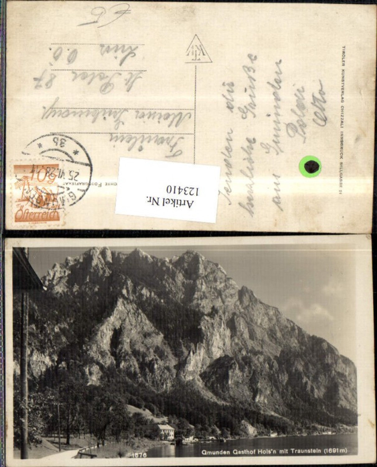 123410,Gmunden Gasthof Hois´n m. Traunstein 1928