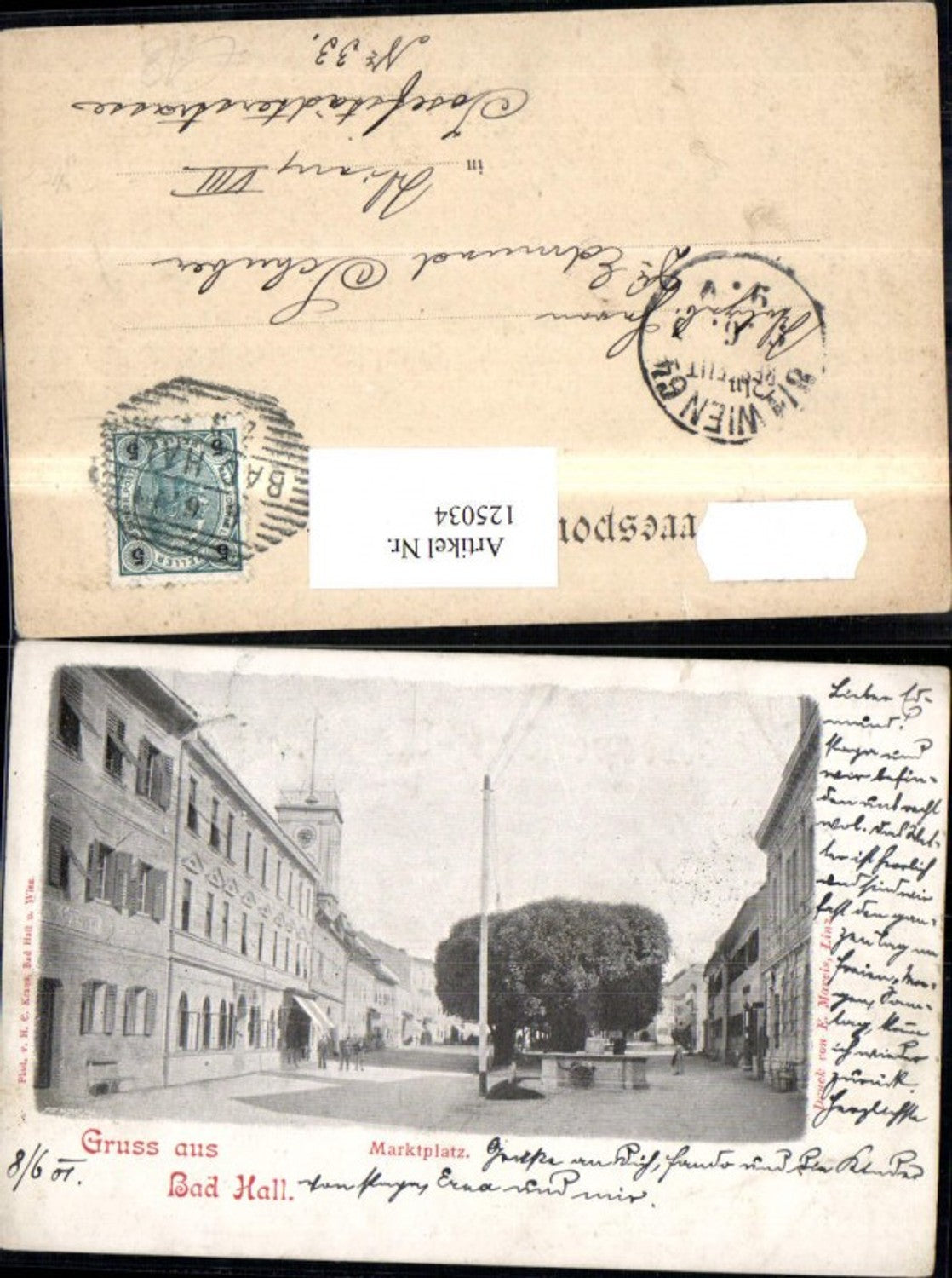 125034,Gruss aus Bad Hall Marktplatz 1901