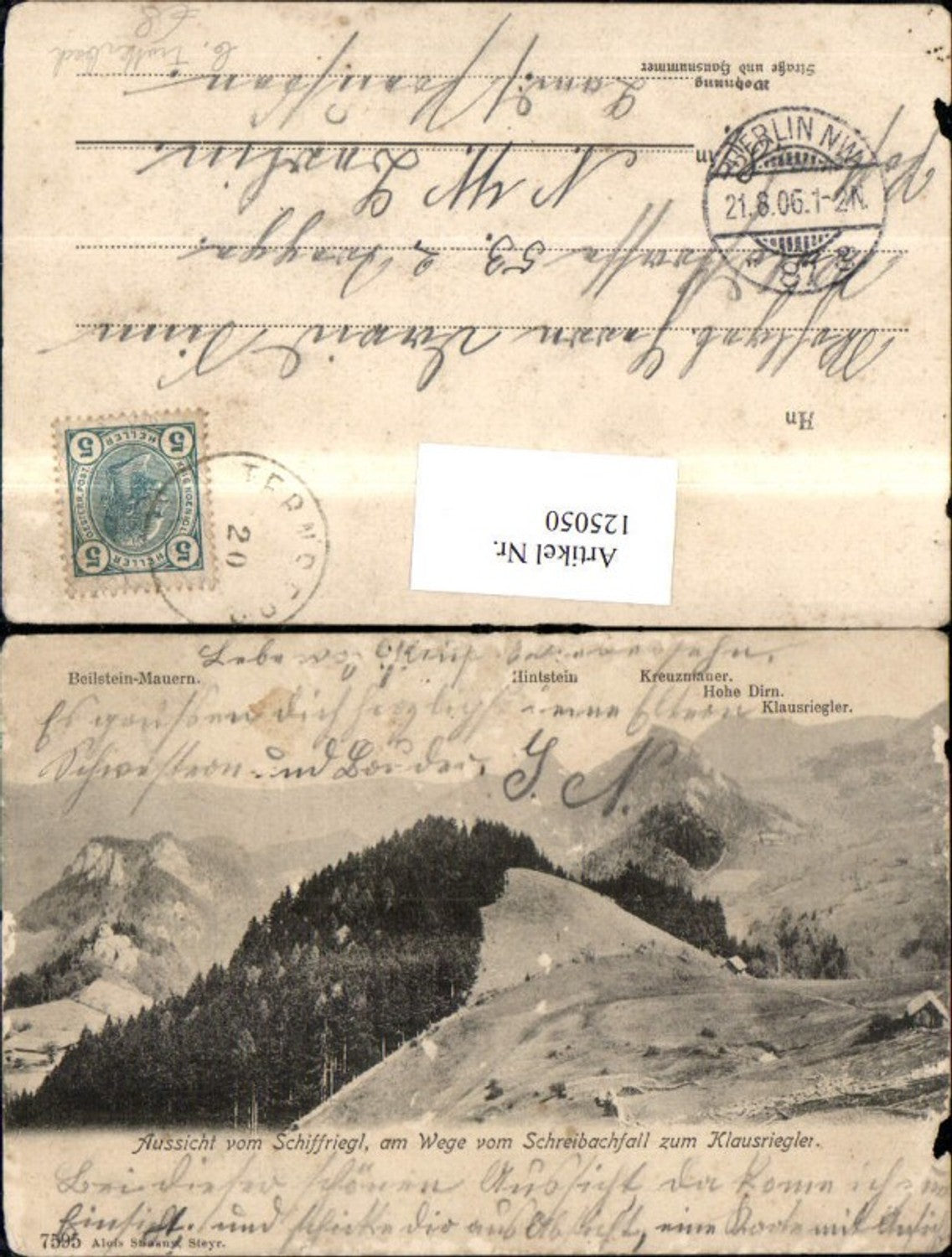 125050,Aussicht v. Schiffriegl a. Wege v. Schreibachfall z. Klausriegler Trattenbach 1906