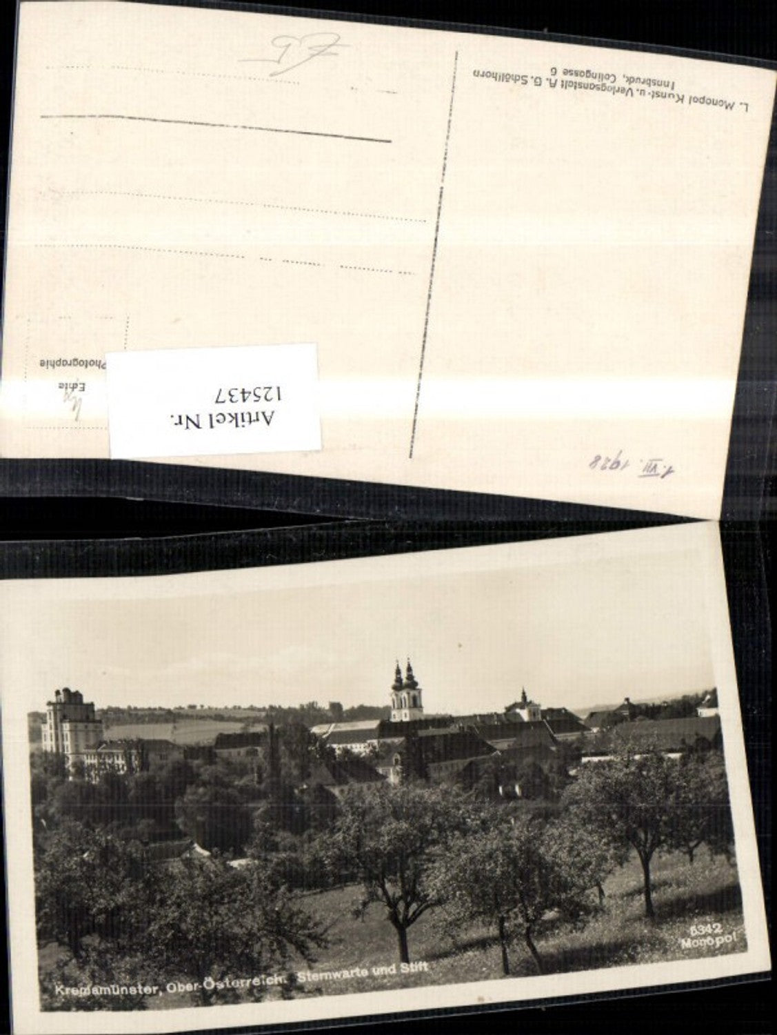 125437,Kremsmünster Sternwarte u. Stift 1928