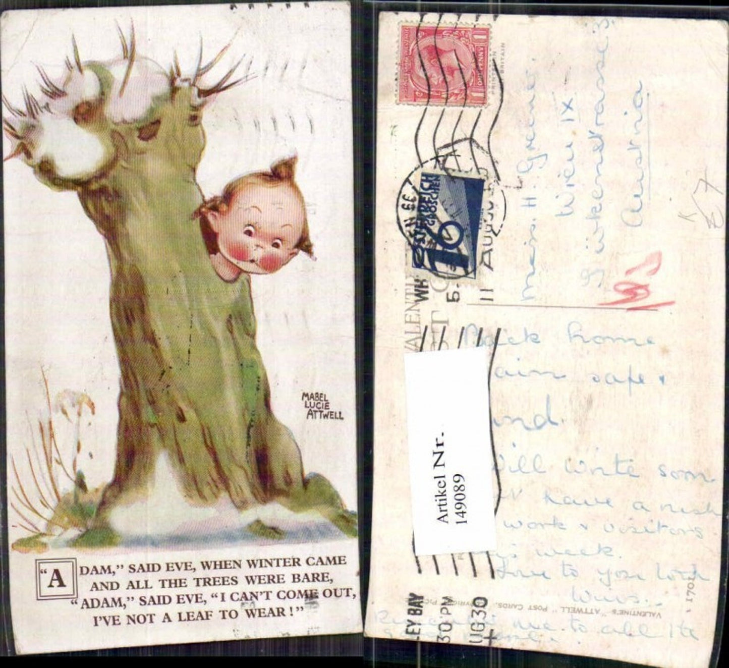 149089,Mabel Lucie Attwell Süsses Kind Humor Valentine