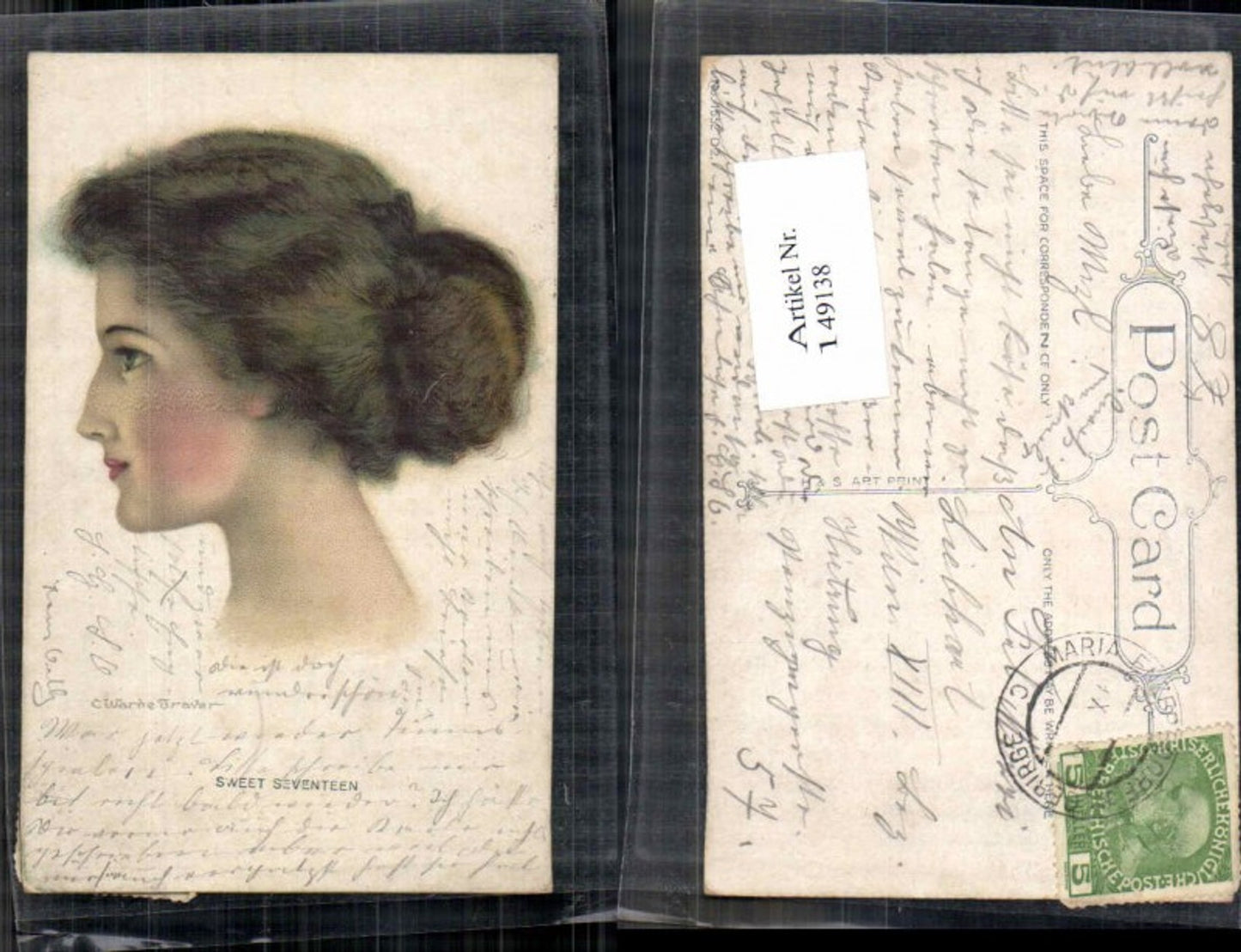 149138,Schöne Frau Sweet seventeen Kopf C. Warde Traver