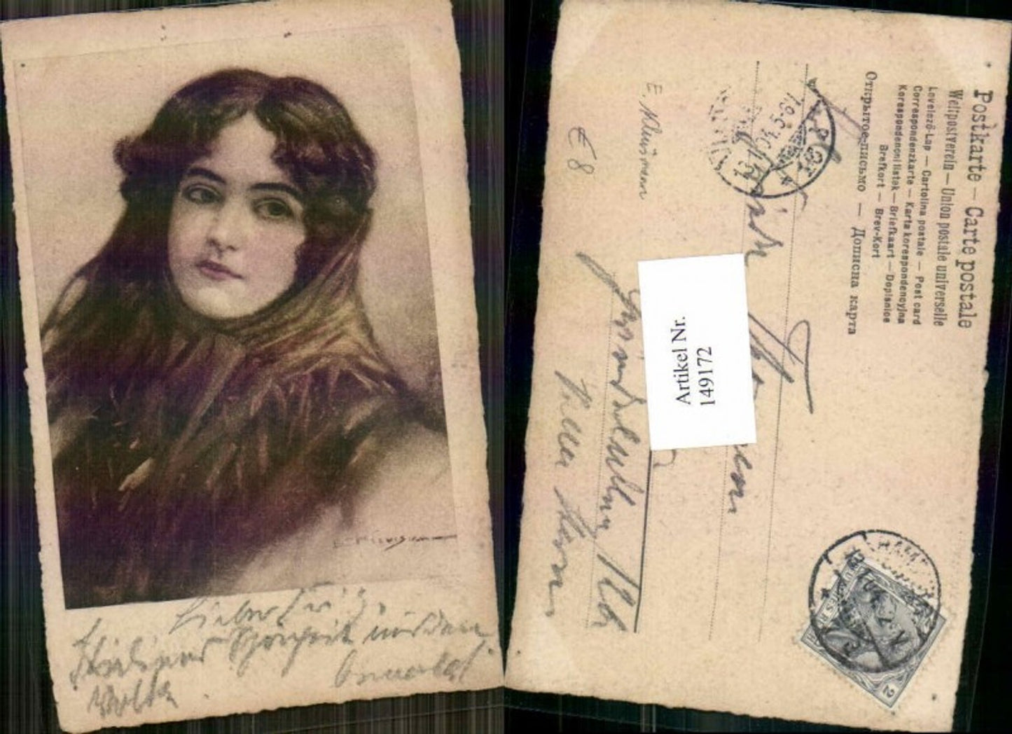 149172,Schöne Frau Kluismann Radierung