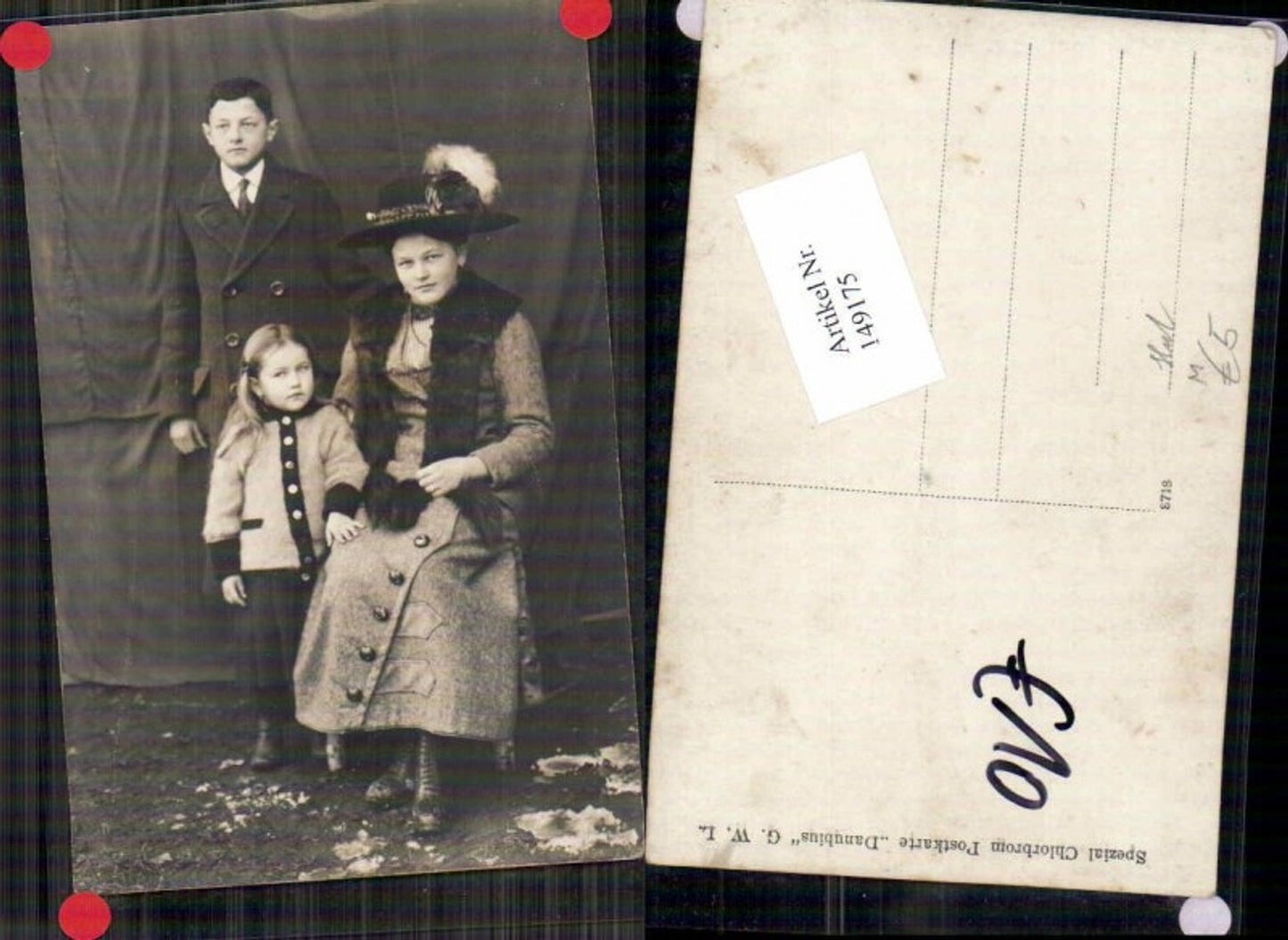 149175,Schöne Frau FotoAK Hut Kinder Mantel