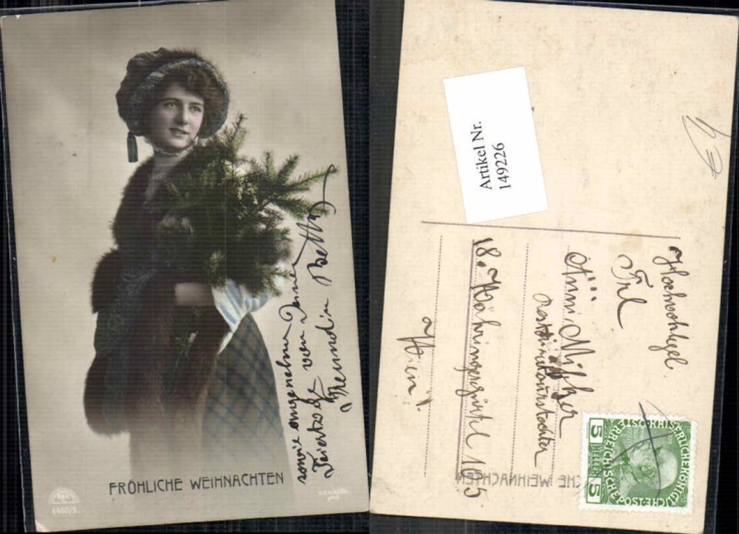 149226,Schöne Frau Weihnachten Kleid Hut tannenzweige Mode Fuchsfell