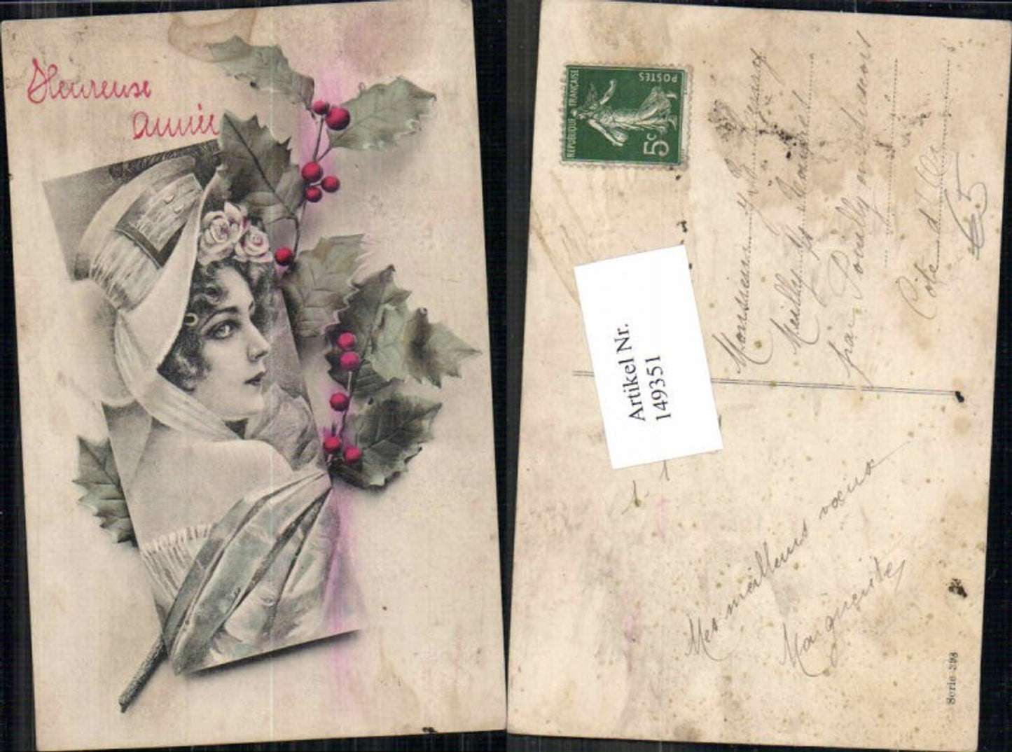149351,Jugendstil Art Nouveau Frau Hutmode
