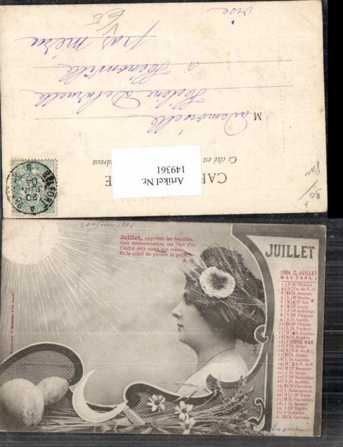149361,Jugendstil Art Nouveau Juillet Bergeret Ernte FRau