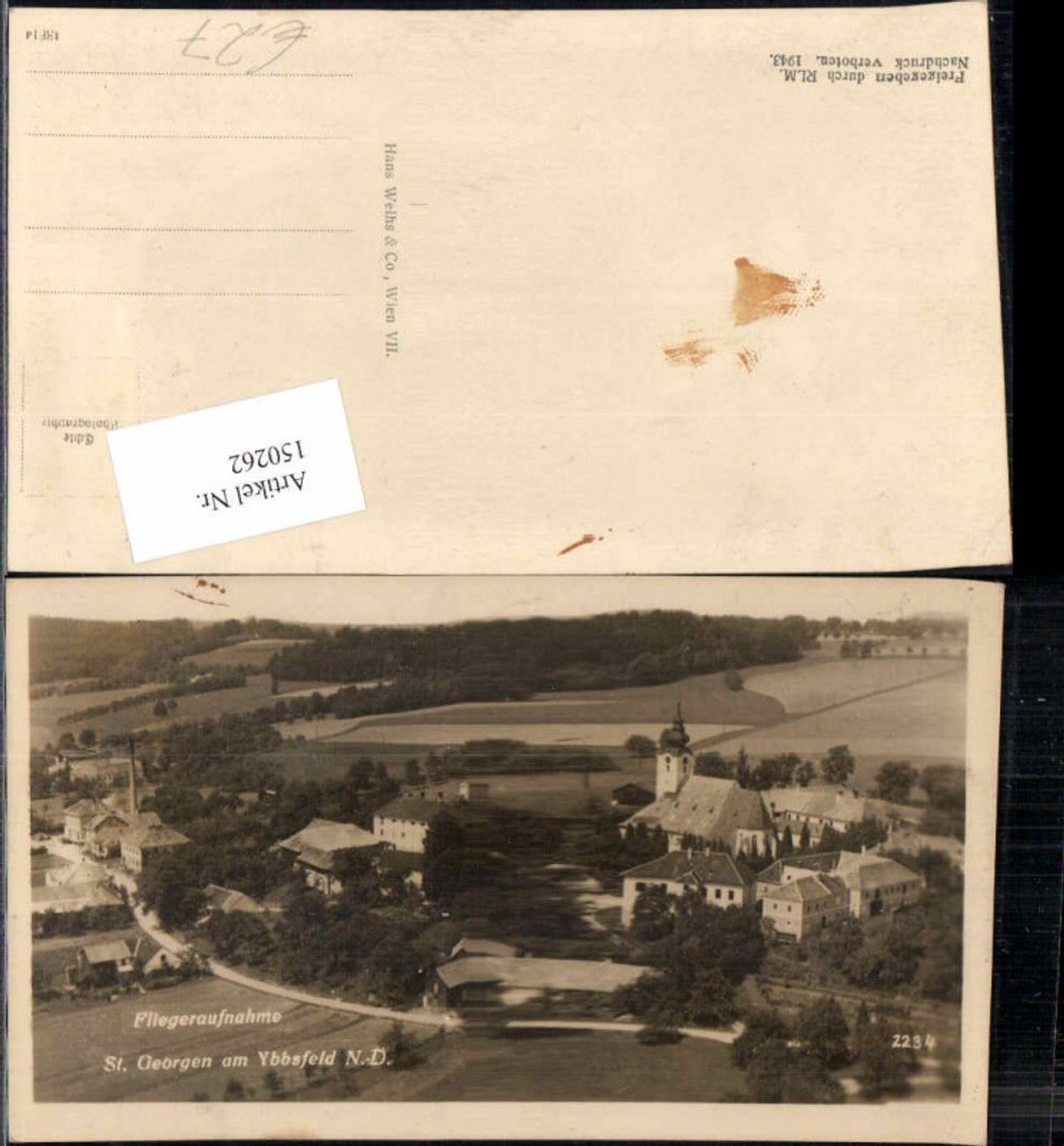 150262,Fliegeraufnahme St Georgen am Ybbsfelde bei Amstetten 1943