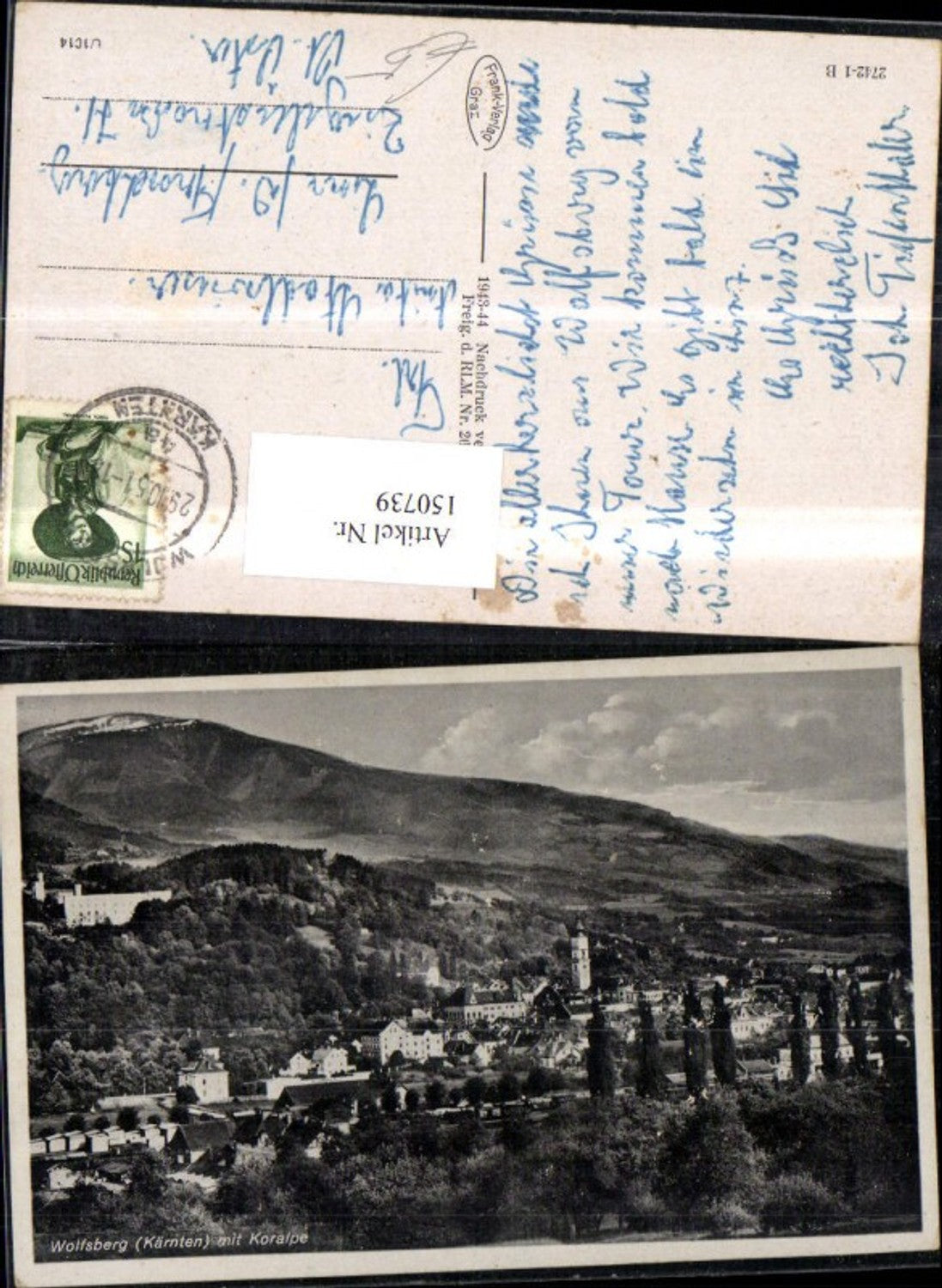 150739,Wolfsberg m. Koralpe Totale 1951