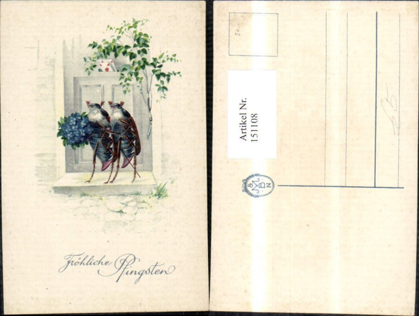 151108, Pentecost June beetle beetle as postman bouquet front door