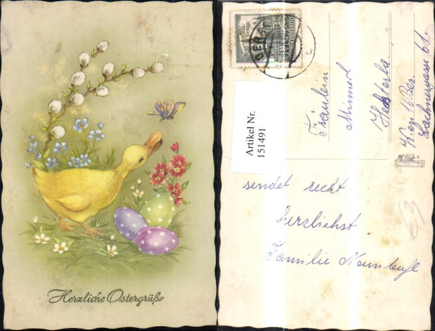 151491, Easter duck with Easter eggs, eggs, butterfly, pussy willow branch, flowers